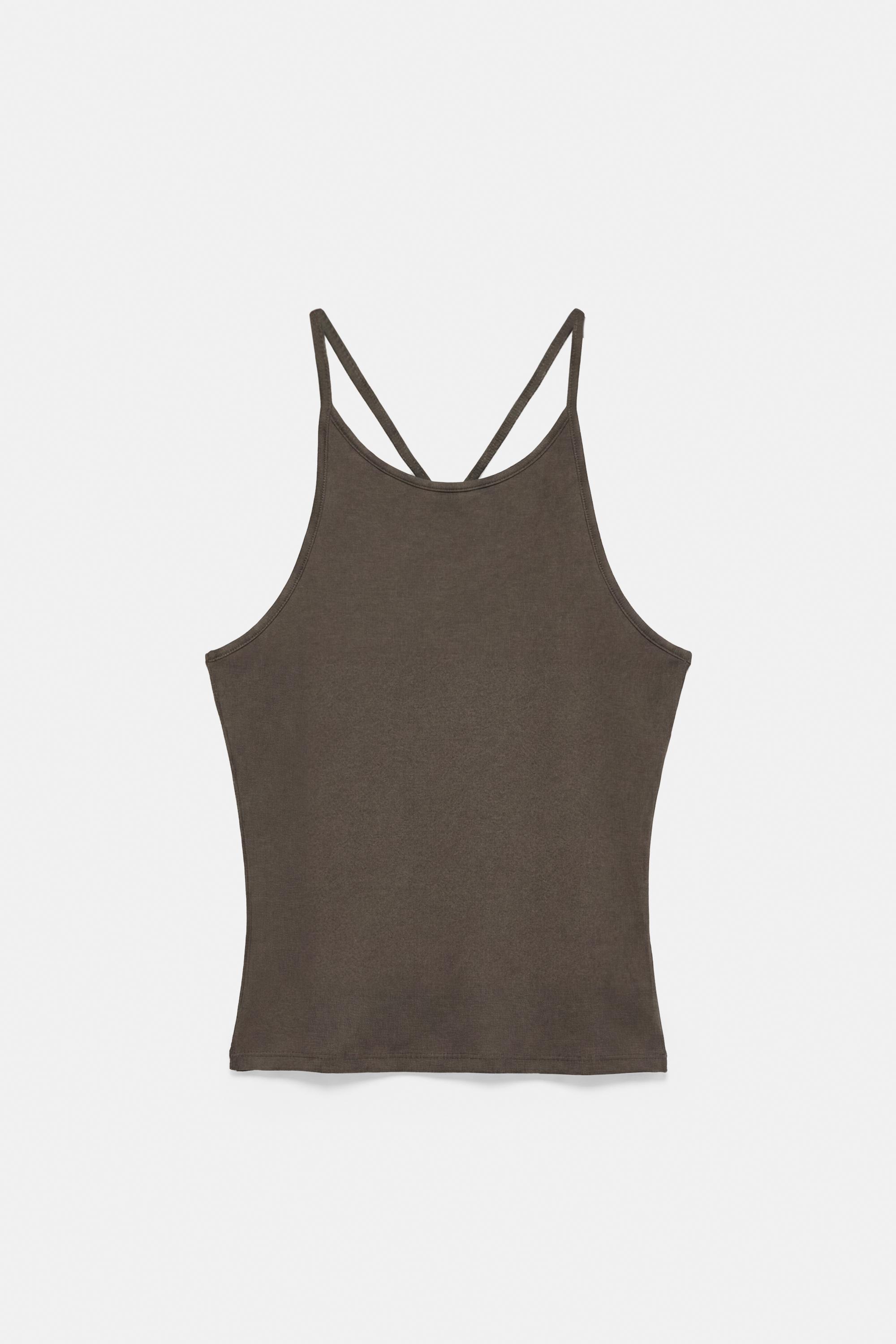 Halter-neck strappy back top — Mink
