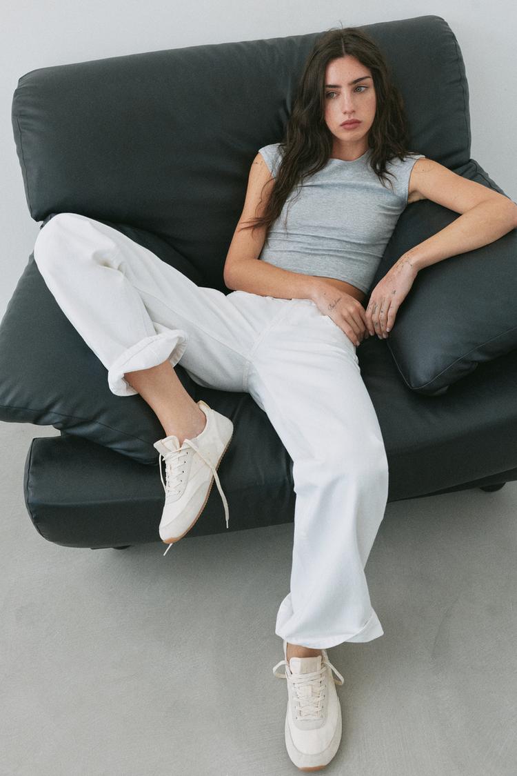 Low-rise straight-leg jeans — White