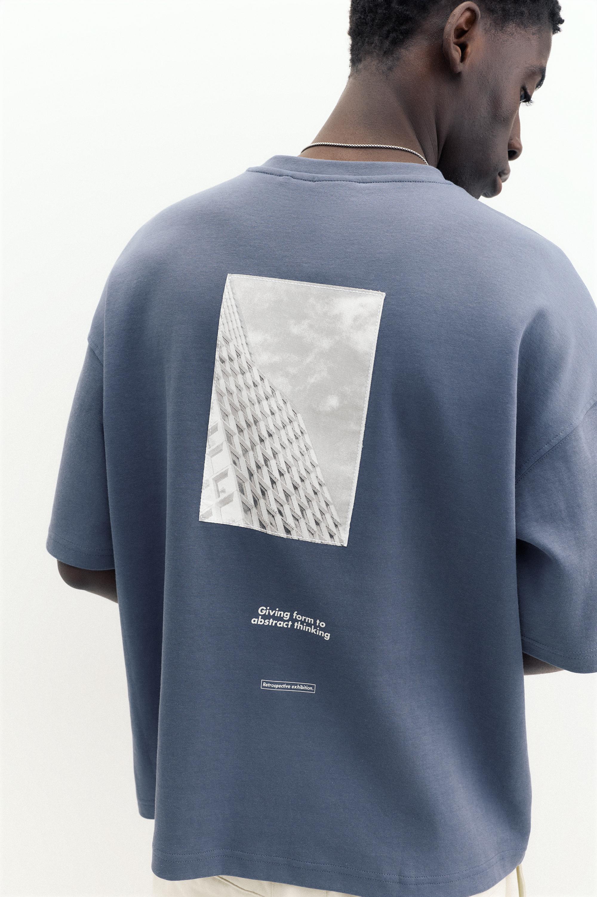 Short sleeve graphic sweatshirt — Indigo blue