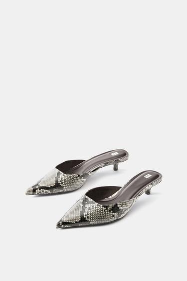 Snake-print mule heels — Contrast 3