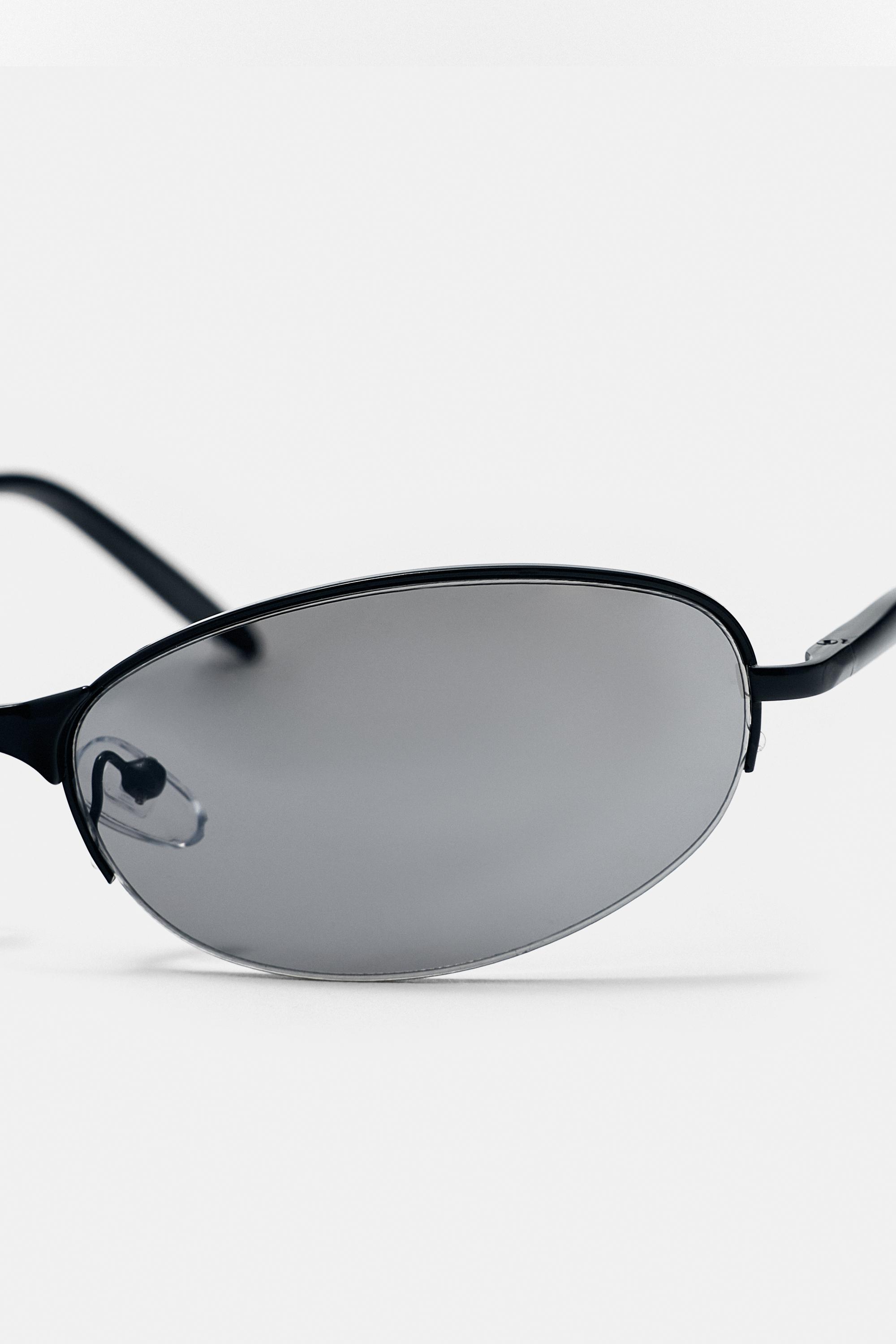Metallic oval sunglasses — Black