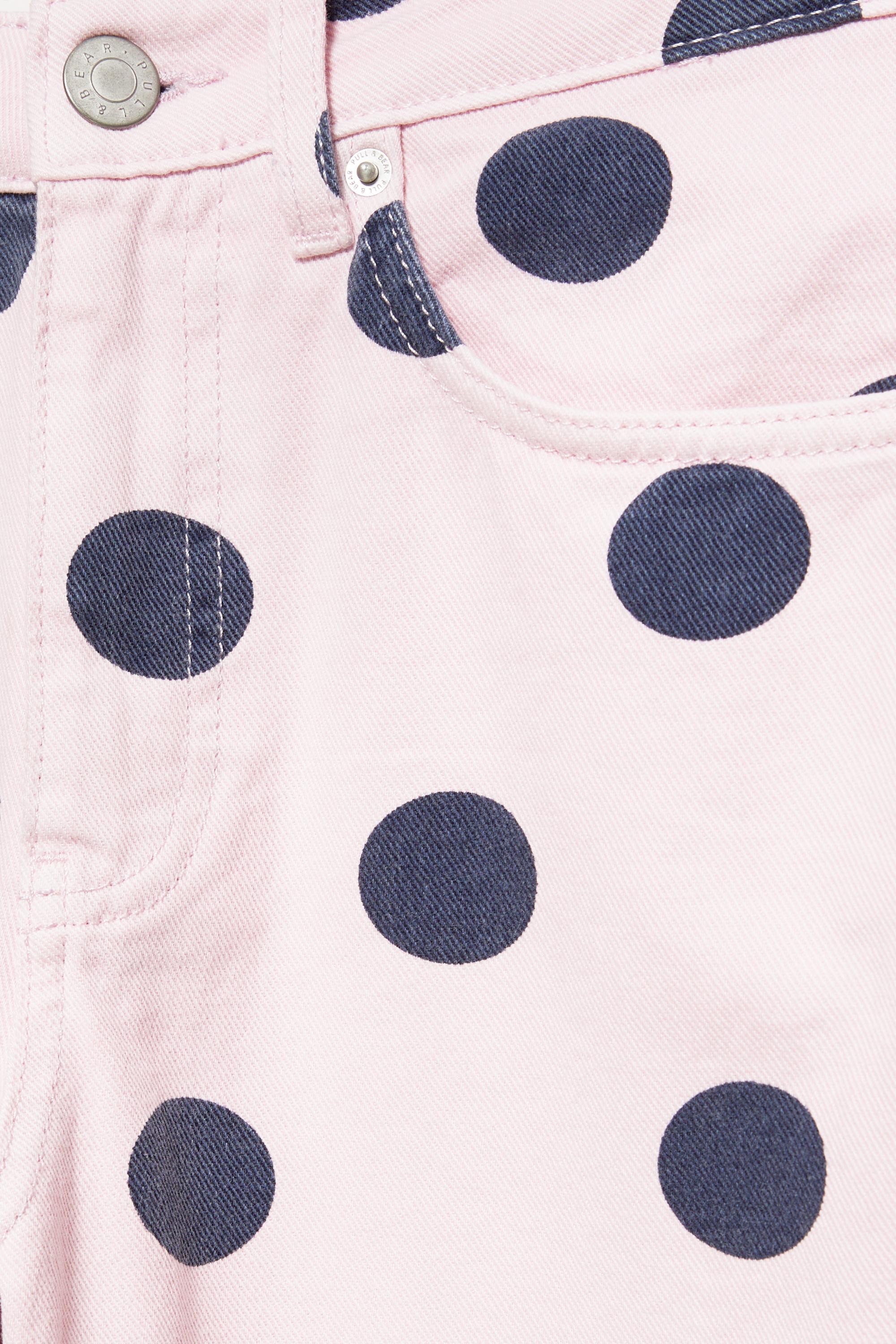 Polka dot barrel jeans — Pink