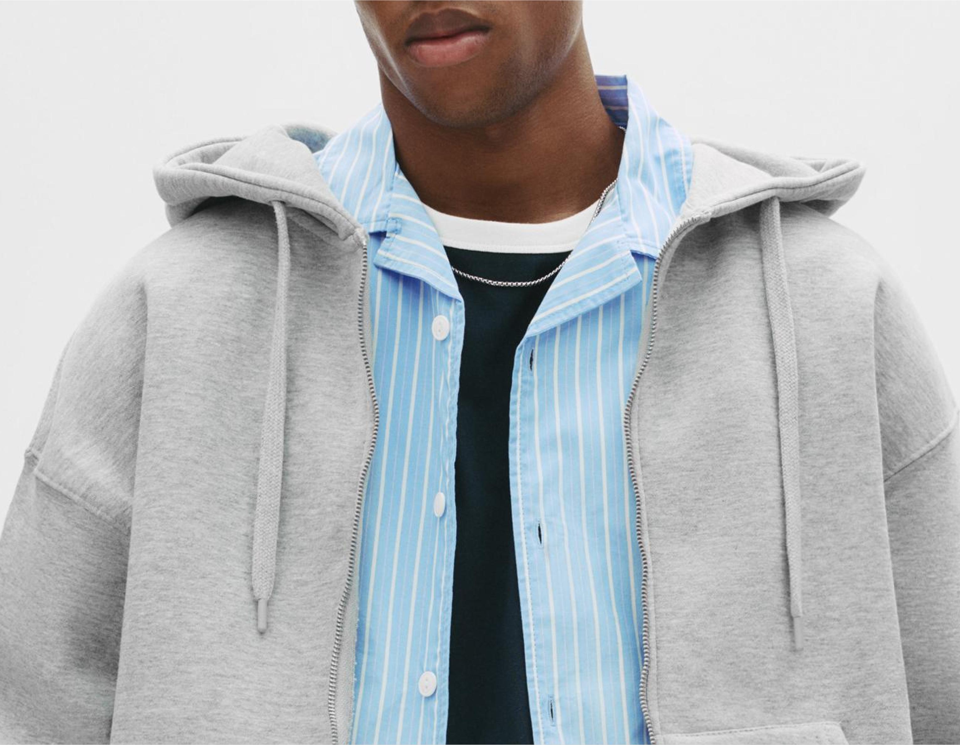 Basic kapüşonlu fermuarlı sweatshirt - Görsel 6