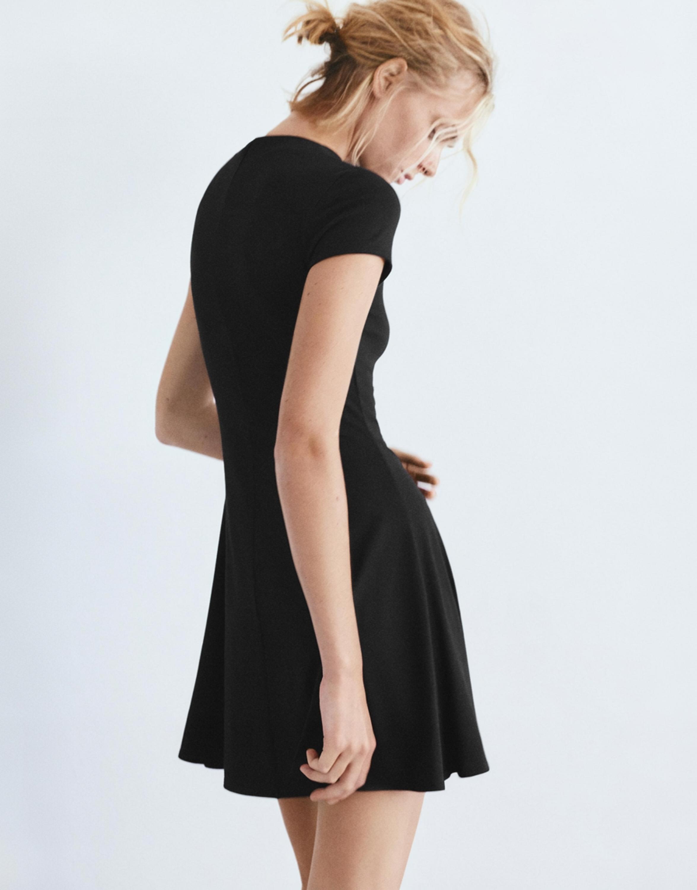 Short mock neck dress — Black