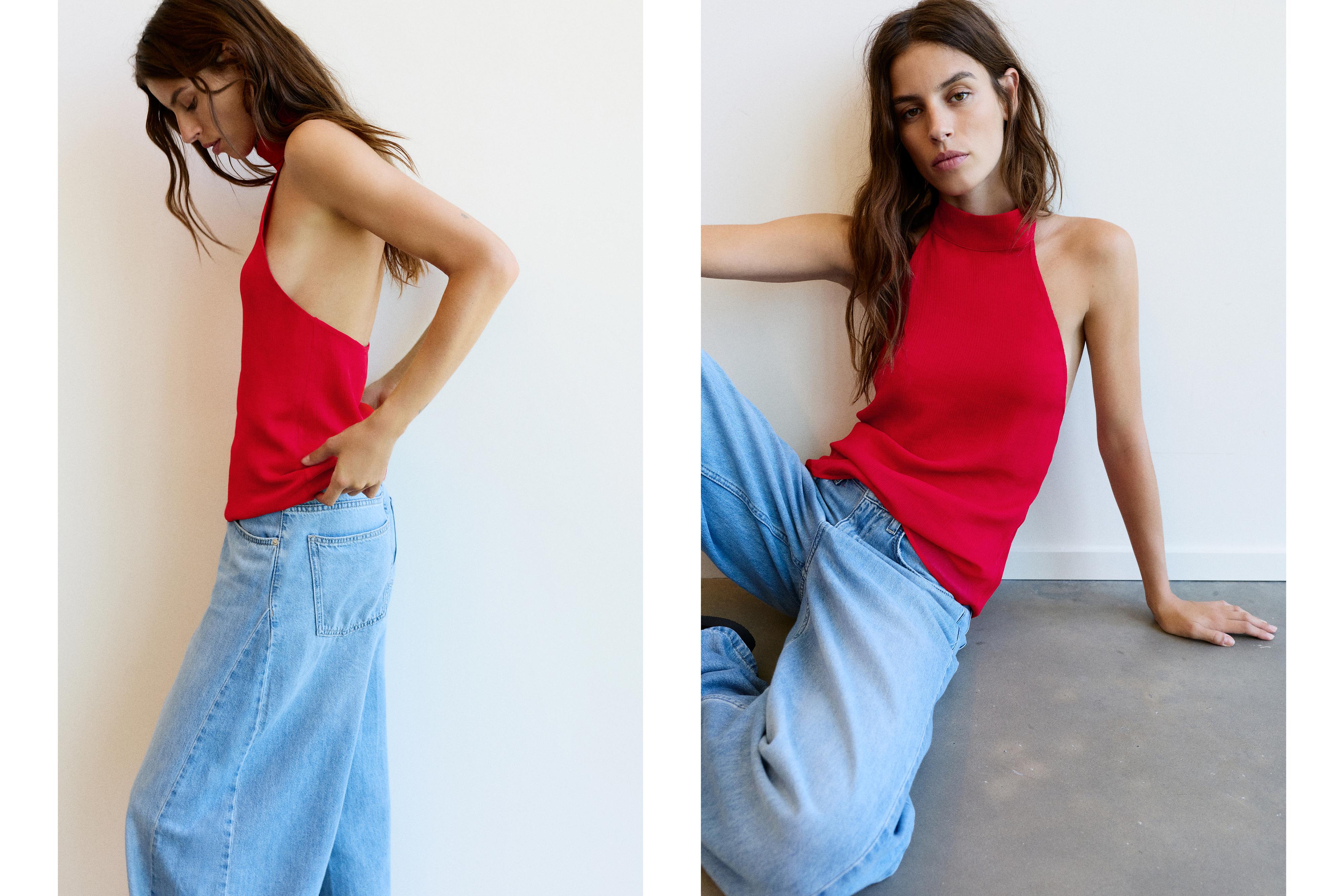 Flowing halter top — Red