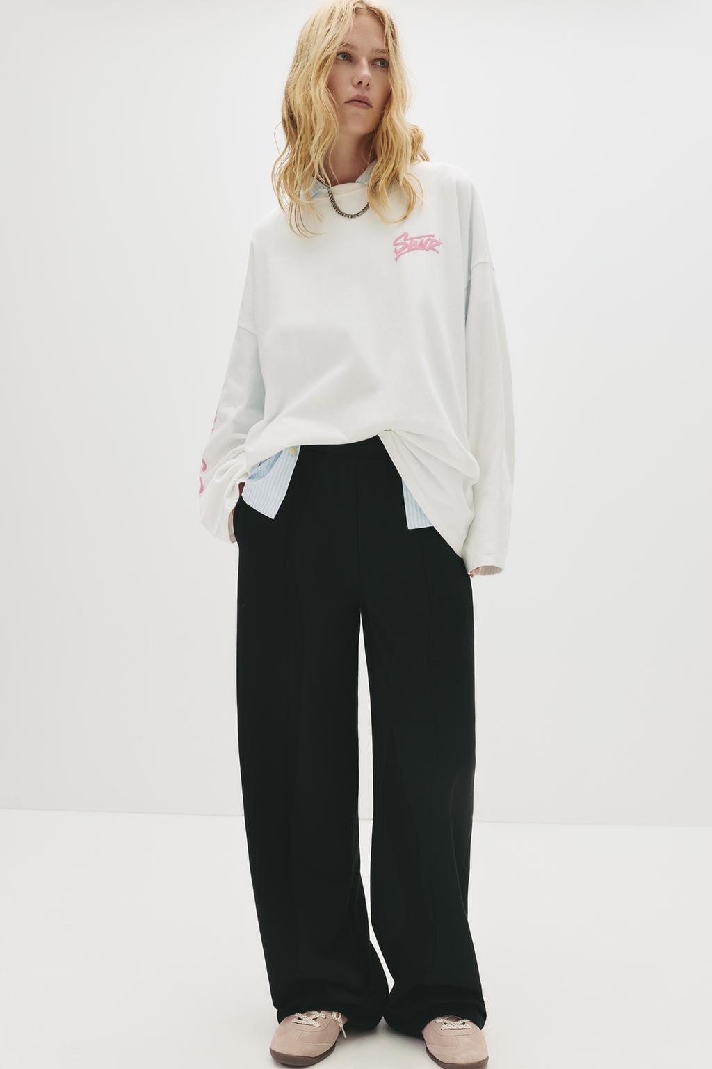 Pantalon de survêtement wide leg nervure pull&bear