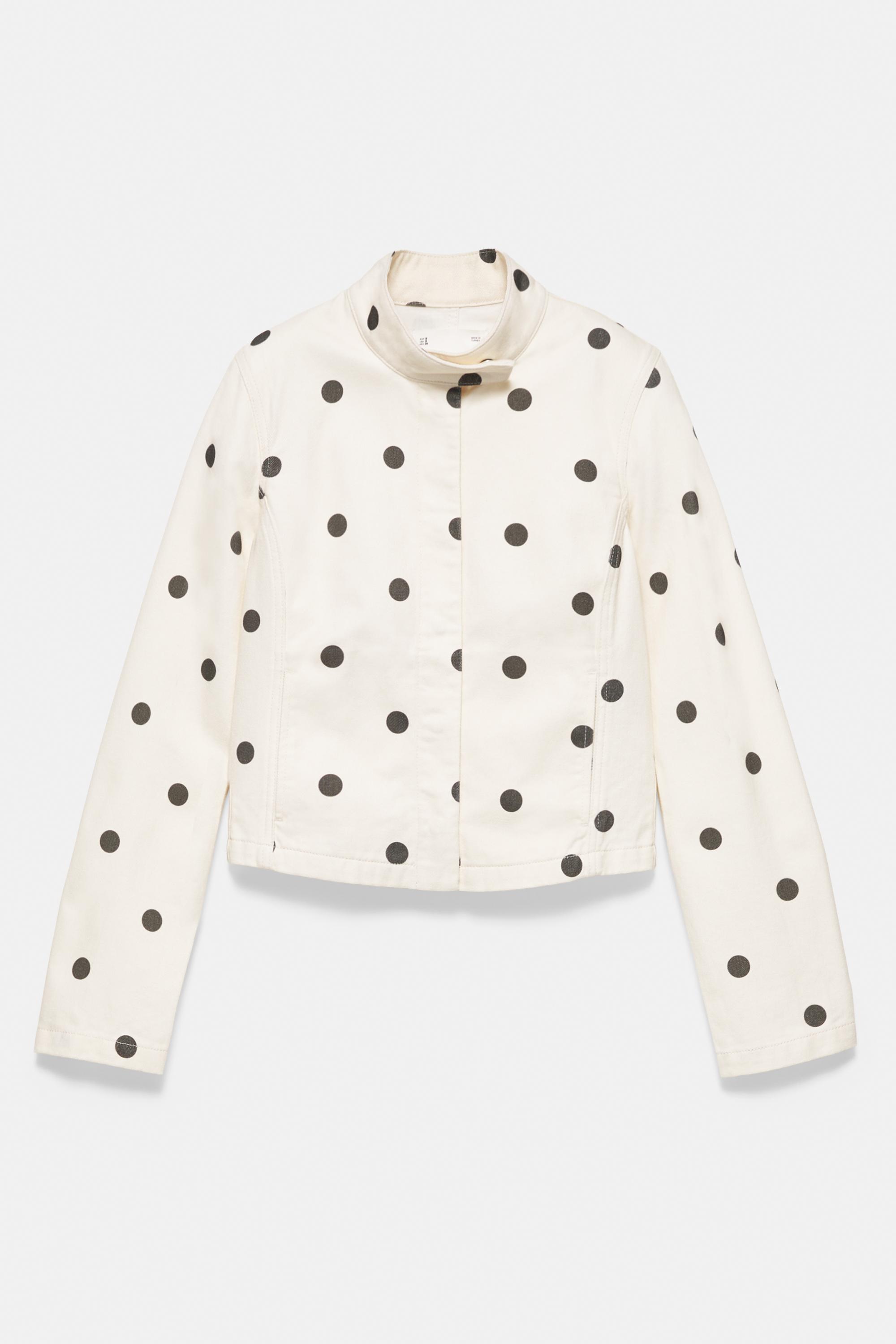 Fitted polka dot jacket — Ecru