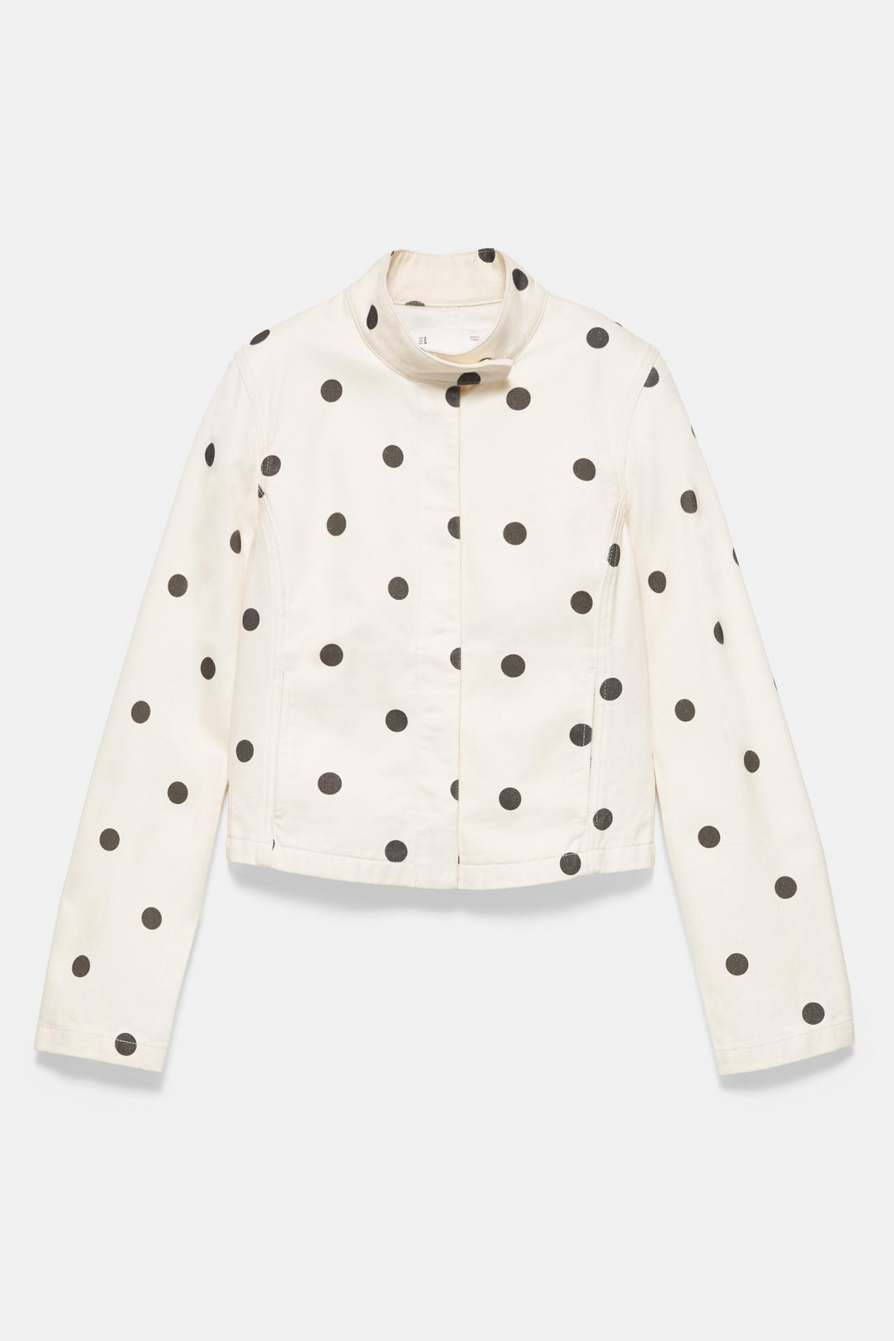 Fitted polka dot jacket — Ecru