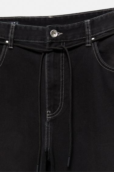 Graphic belt barrel jeans — Black 8