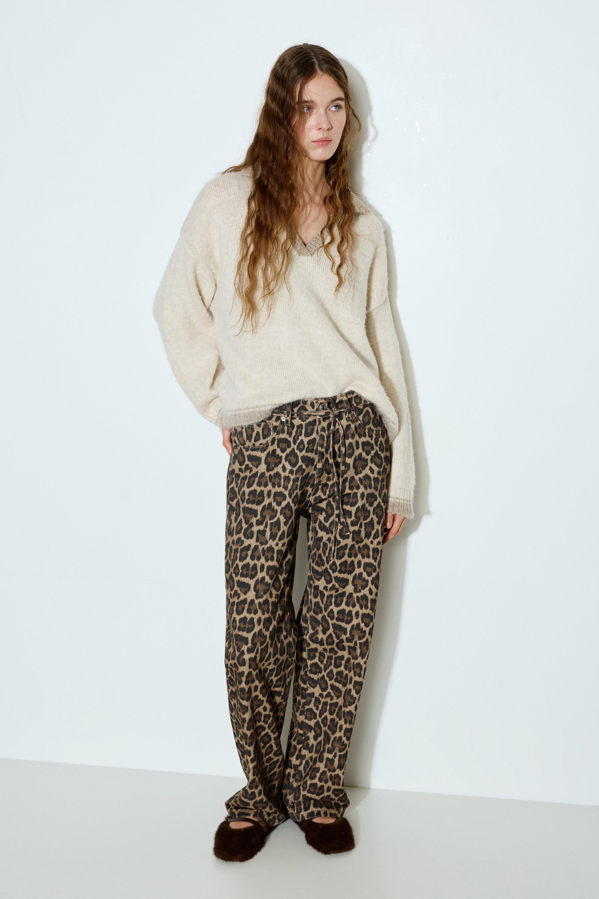 Jeans Leopardati Con Coulisse