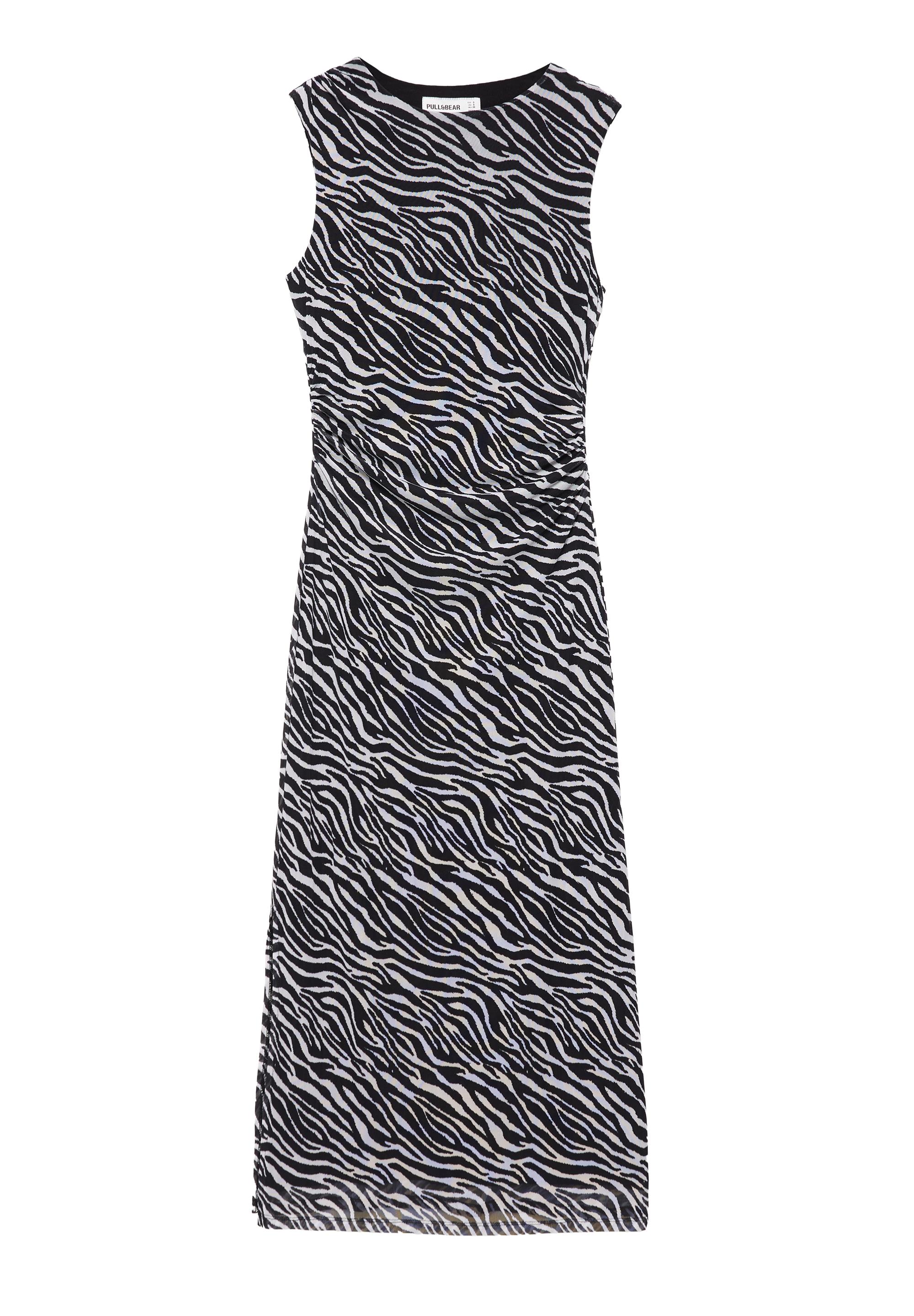 Zebra print midi dress — White/Black