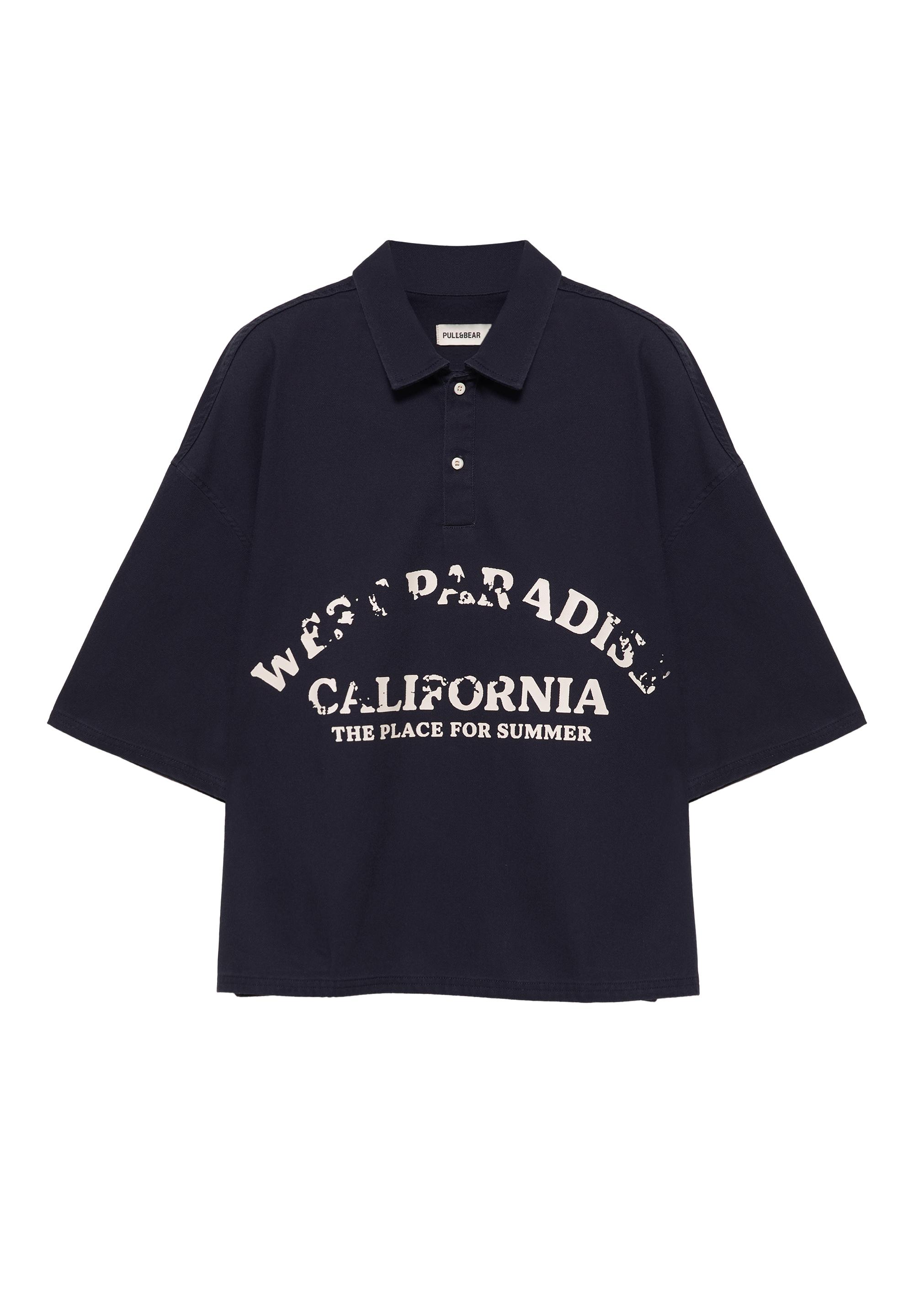 Short sleeve graphic polo shirt — Dark blue
