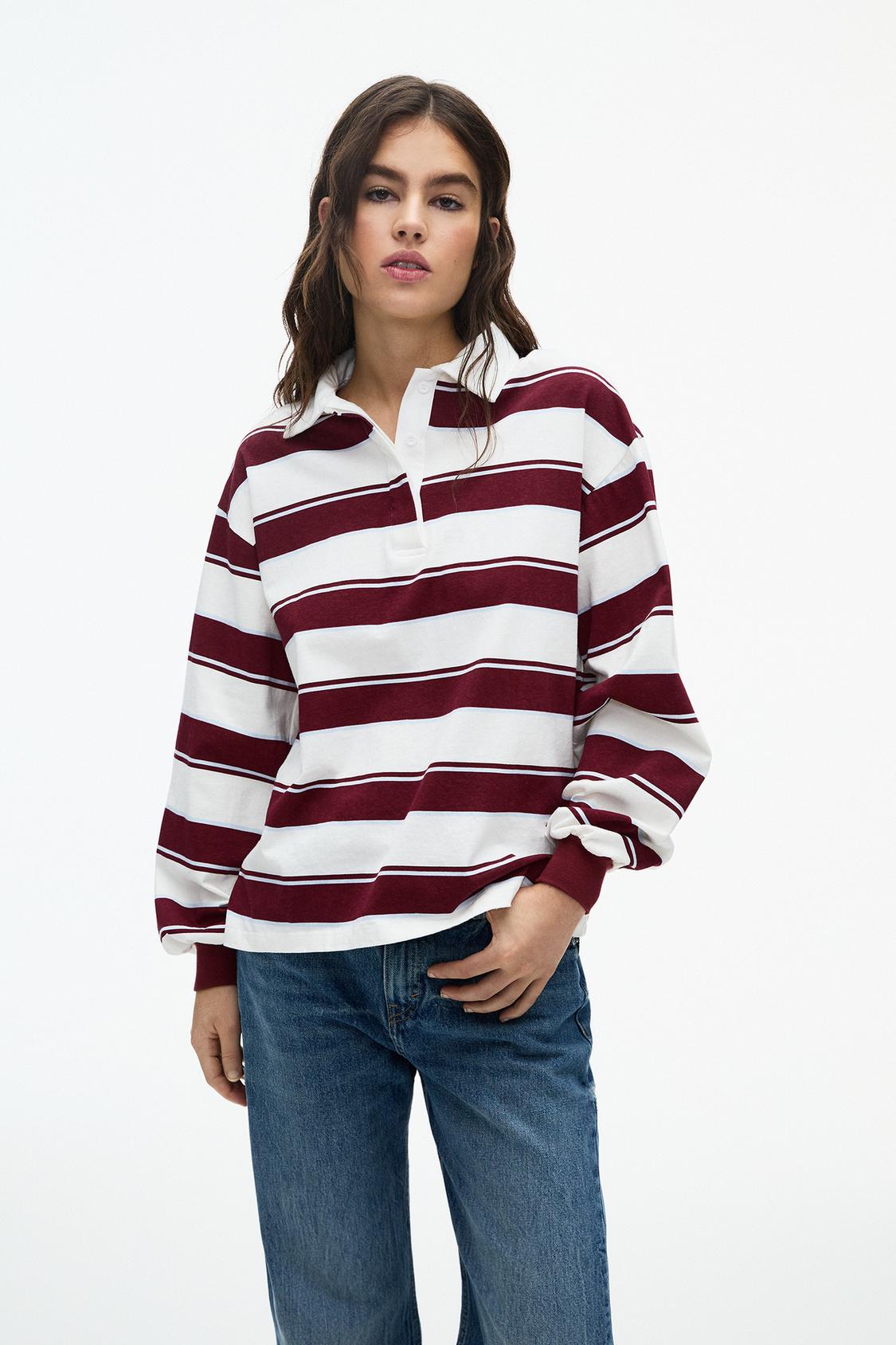 Long sleeve polo collar T-shirt PULL&BEAR