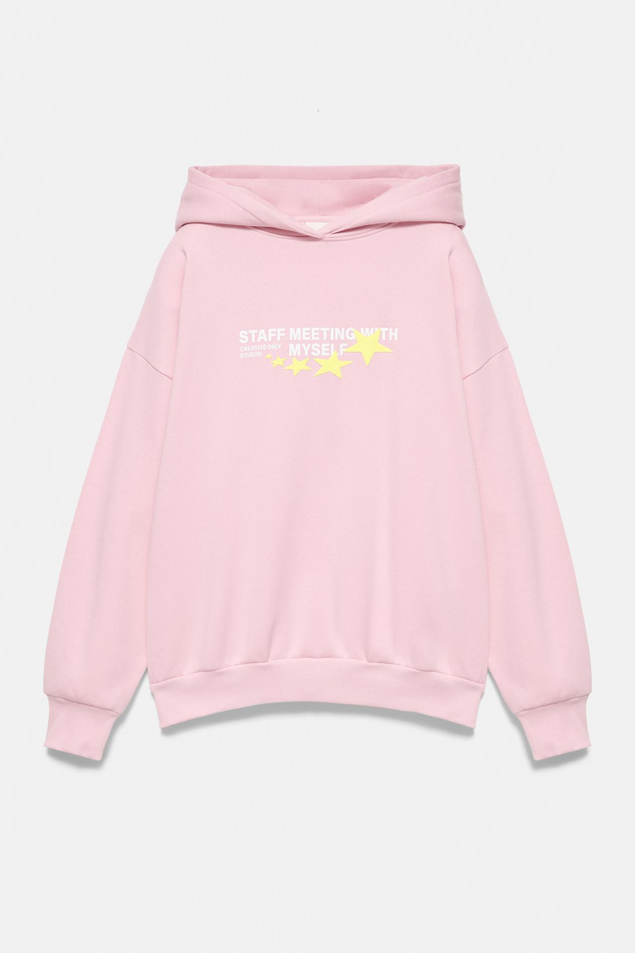 Star graphic hood sweatshirt — Pink