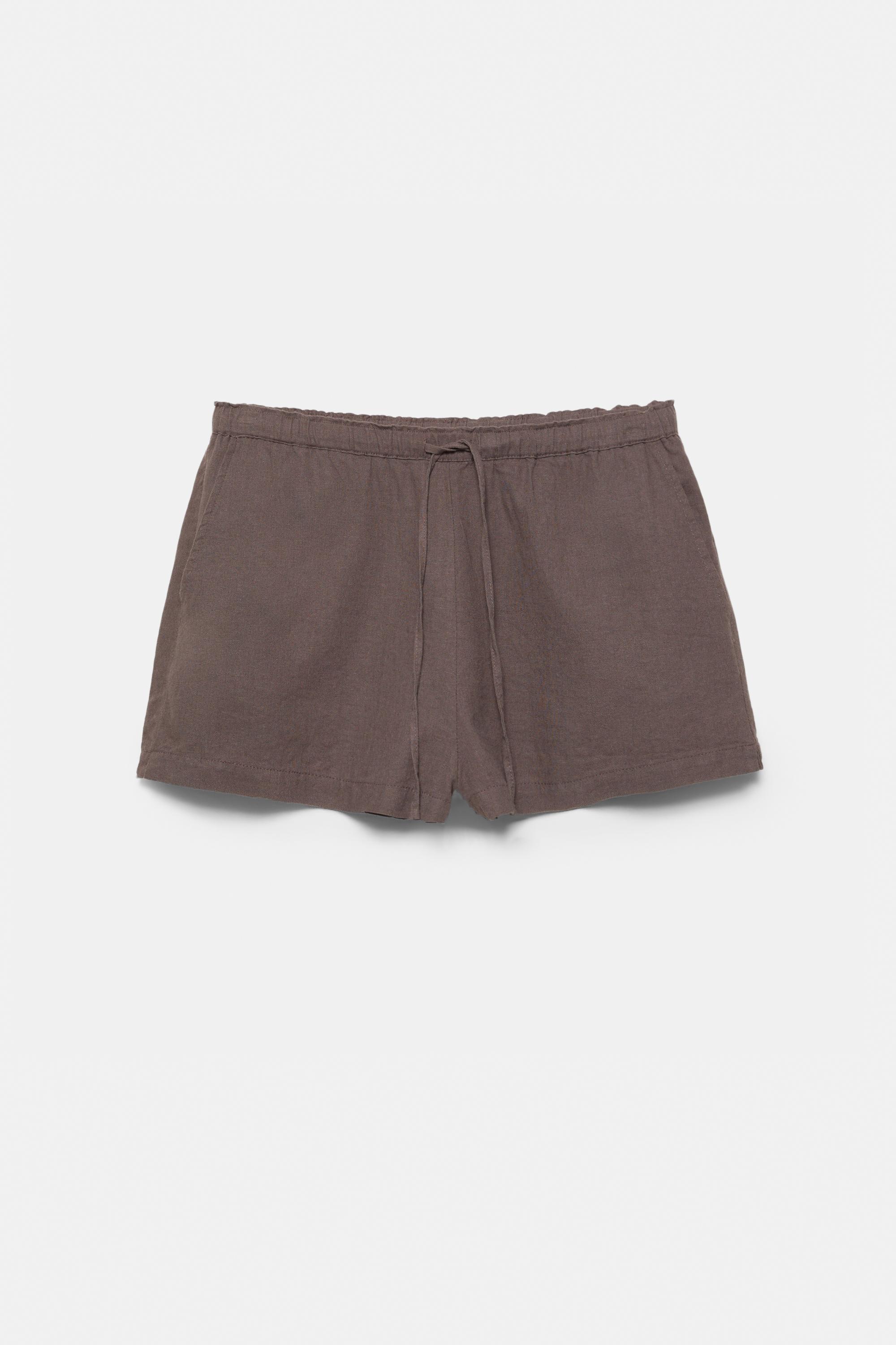 Linen blend shorts — Pale brown