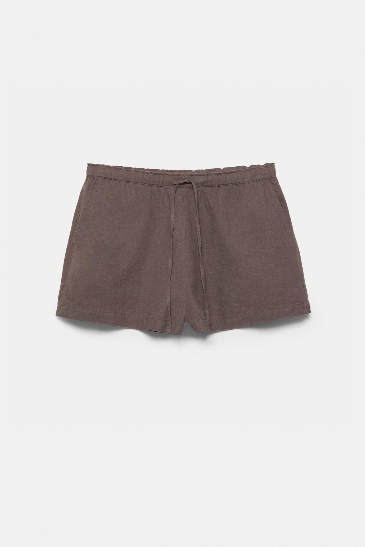 Linen blend shorts — Pale brown