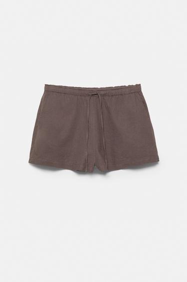 Linen blend shorts — Pale brown 6