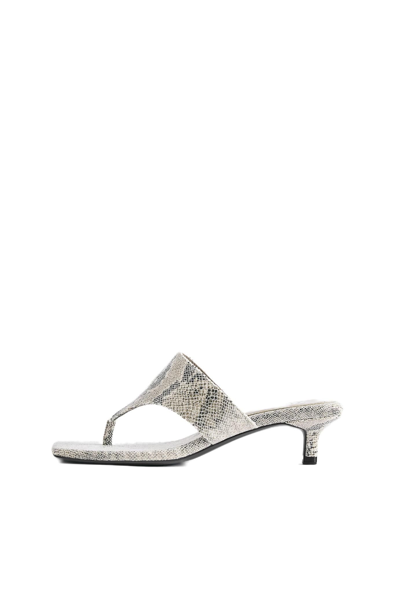 Snakeskin print high-heel sandals — Contrast