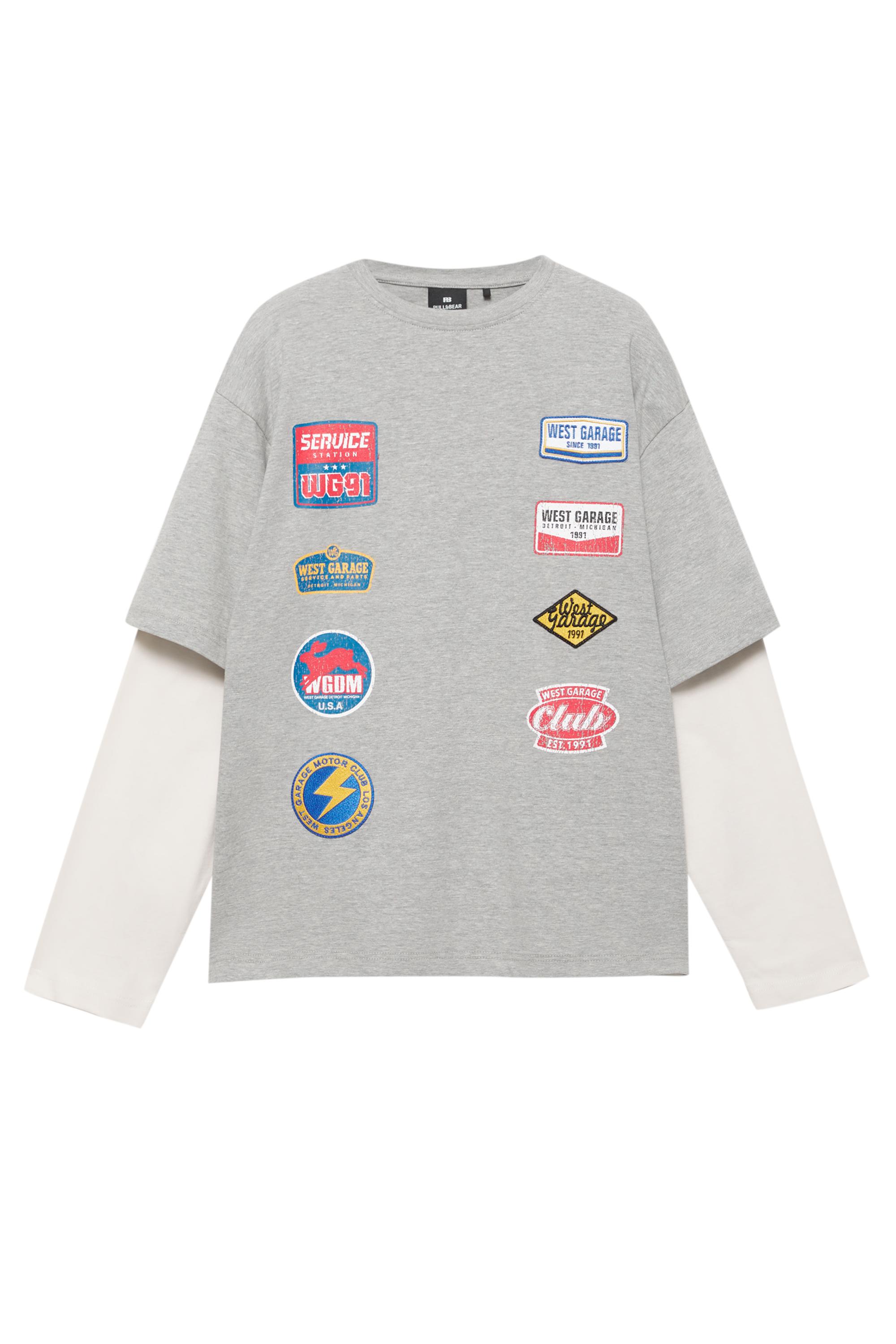 Çift kollu yama detaylı t-shirt - Görsel 3
