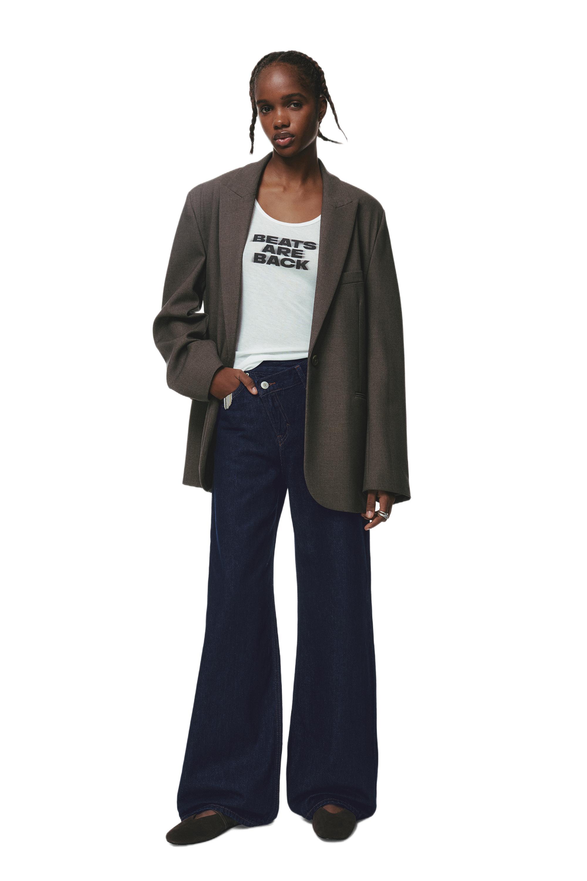 Wide leg jeans with crossover waistband — Navy