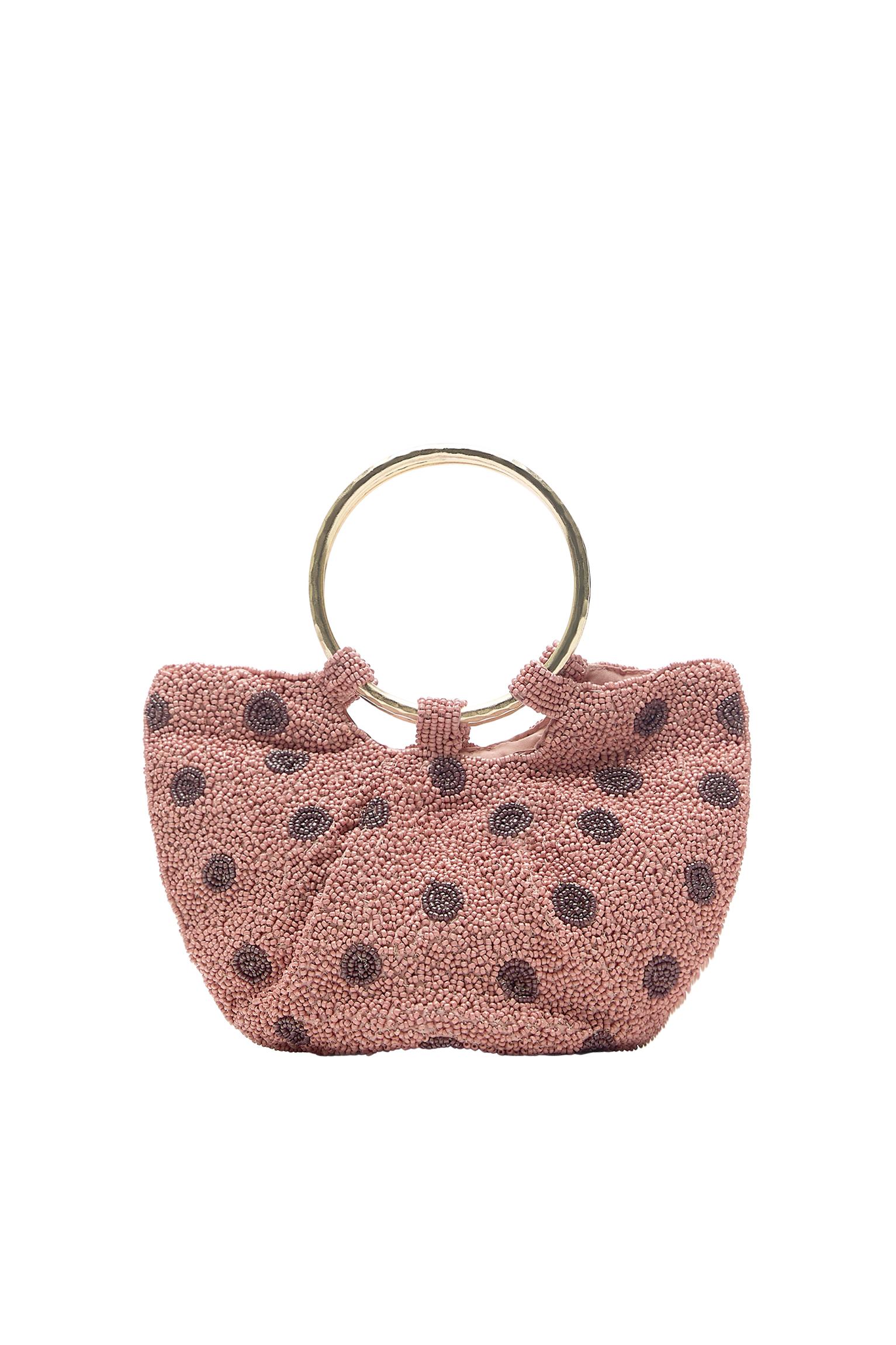 Puantiye desenli metal saplı çanta - Görsel 16