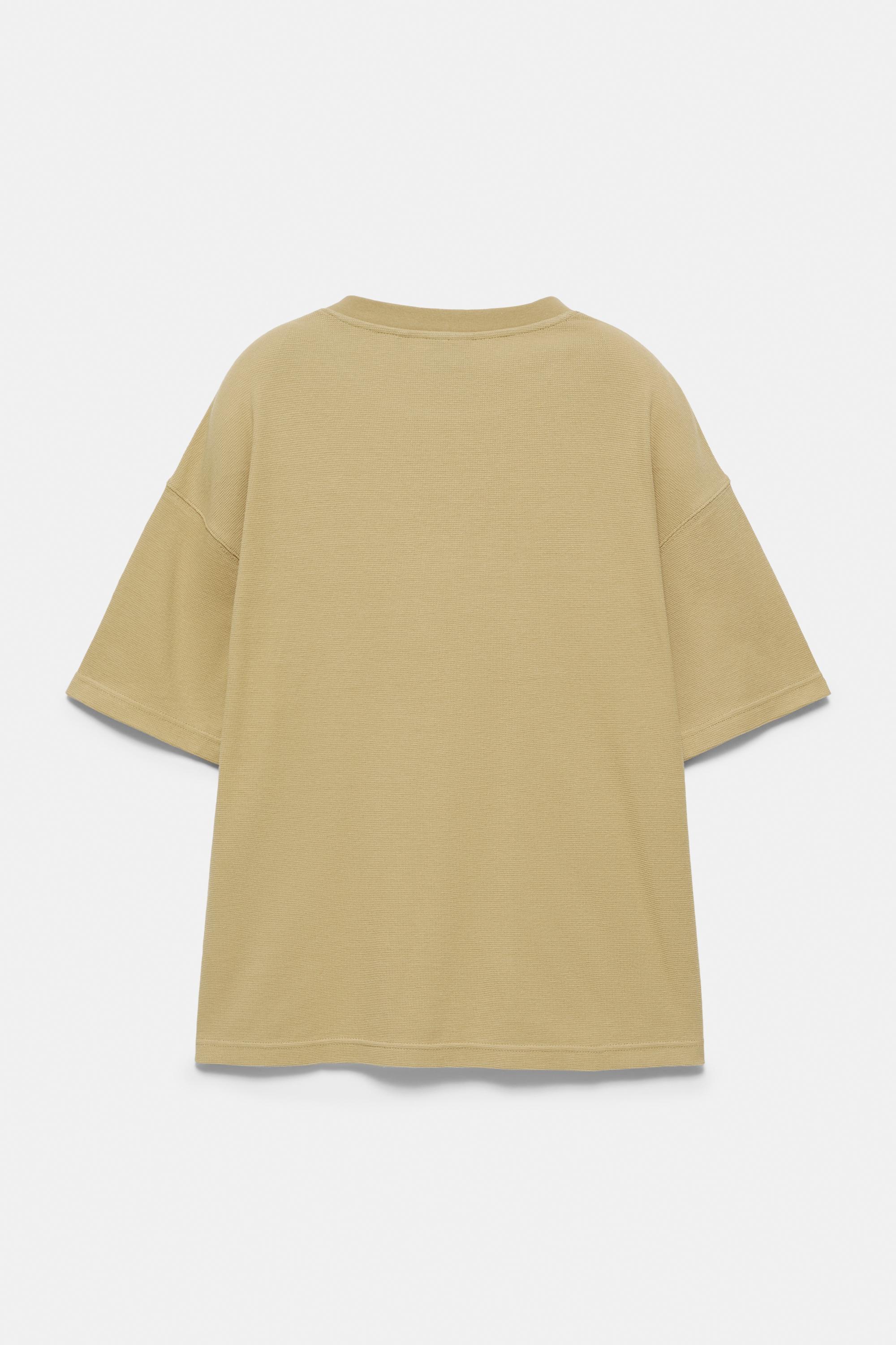 Waffle dokulu ve sloganlı t-shirt - Görsel 2