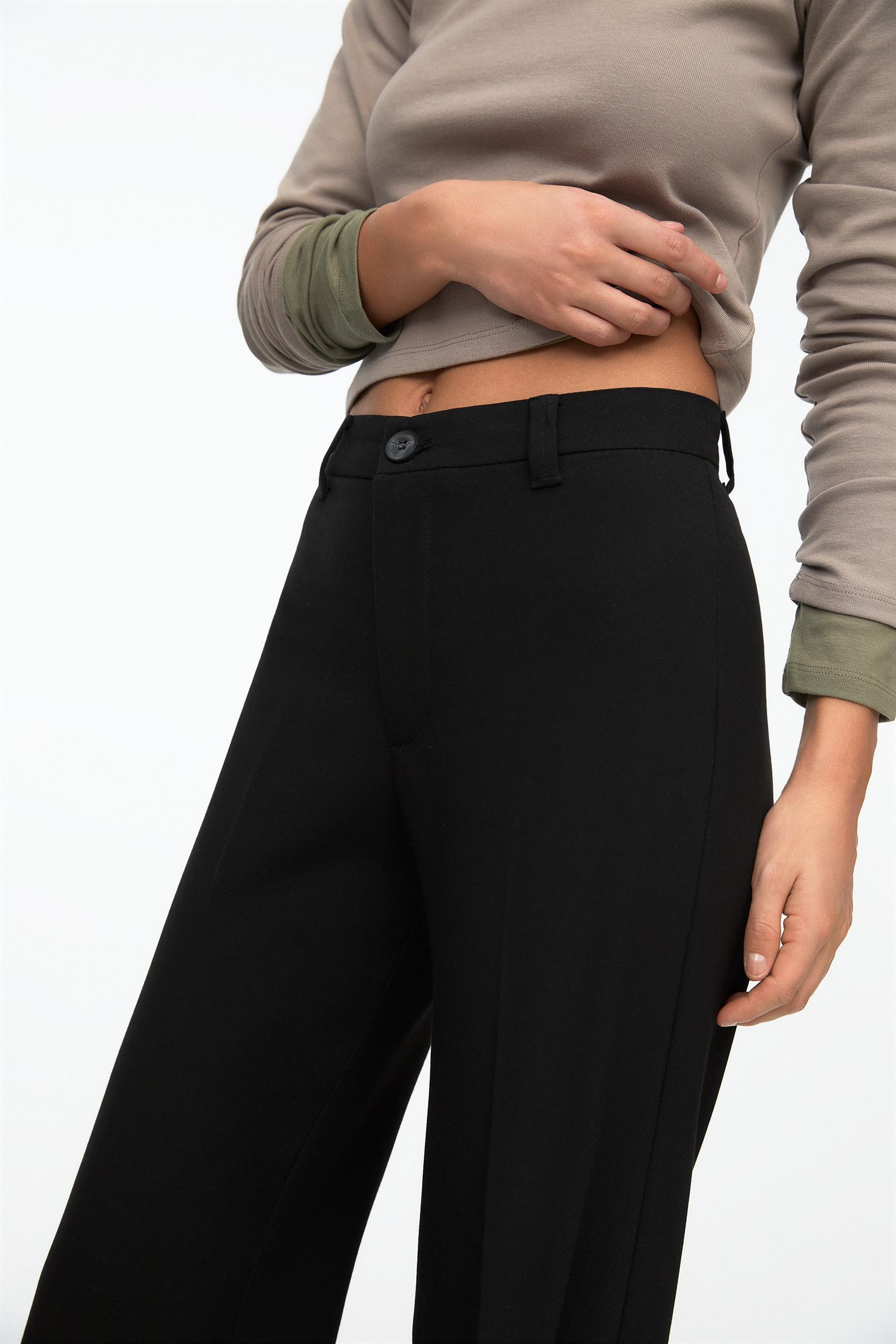Smart high-waist straight-leg trousers — Black