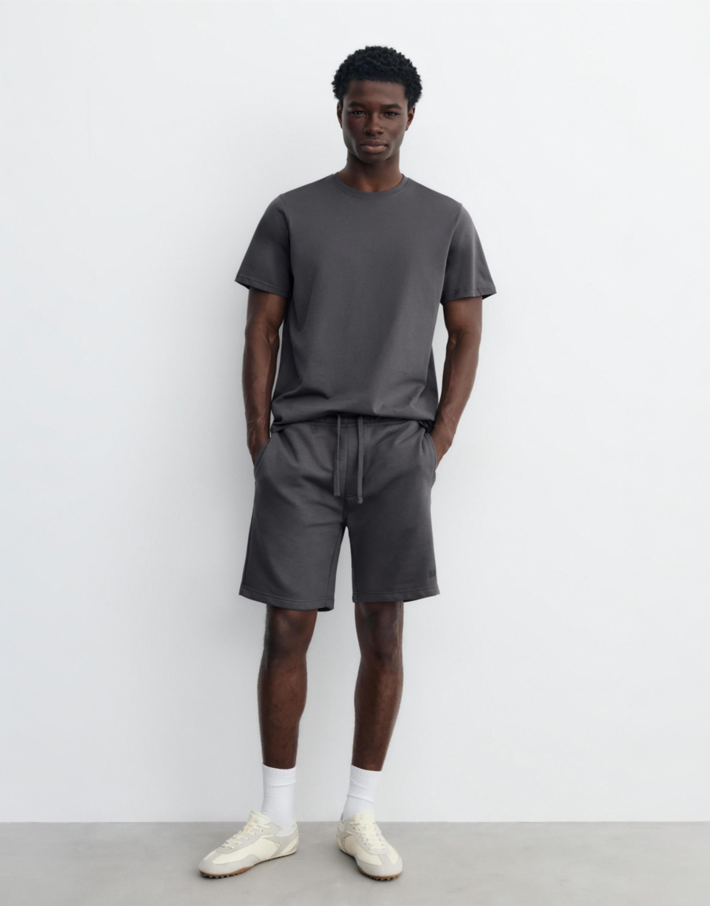 Pack of Bermuda jogger shorts and T-shirt — Anthracite grey