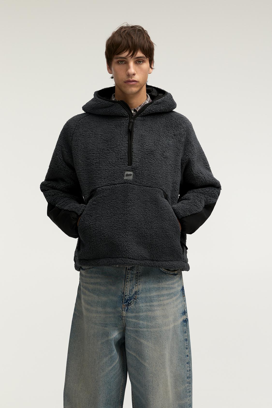 Winter Jacket Pull And Bear Hooded Jacket With Pouch Pocket Hooded