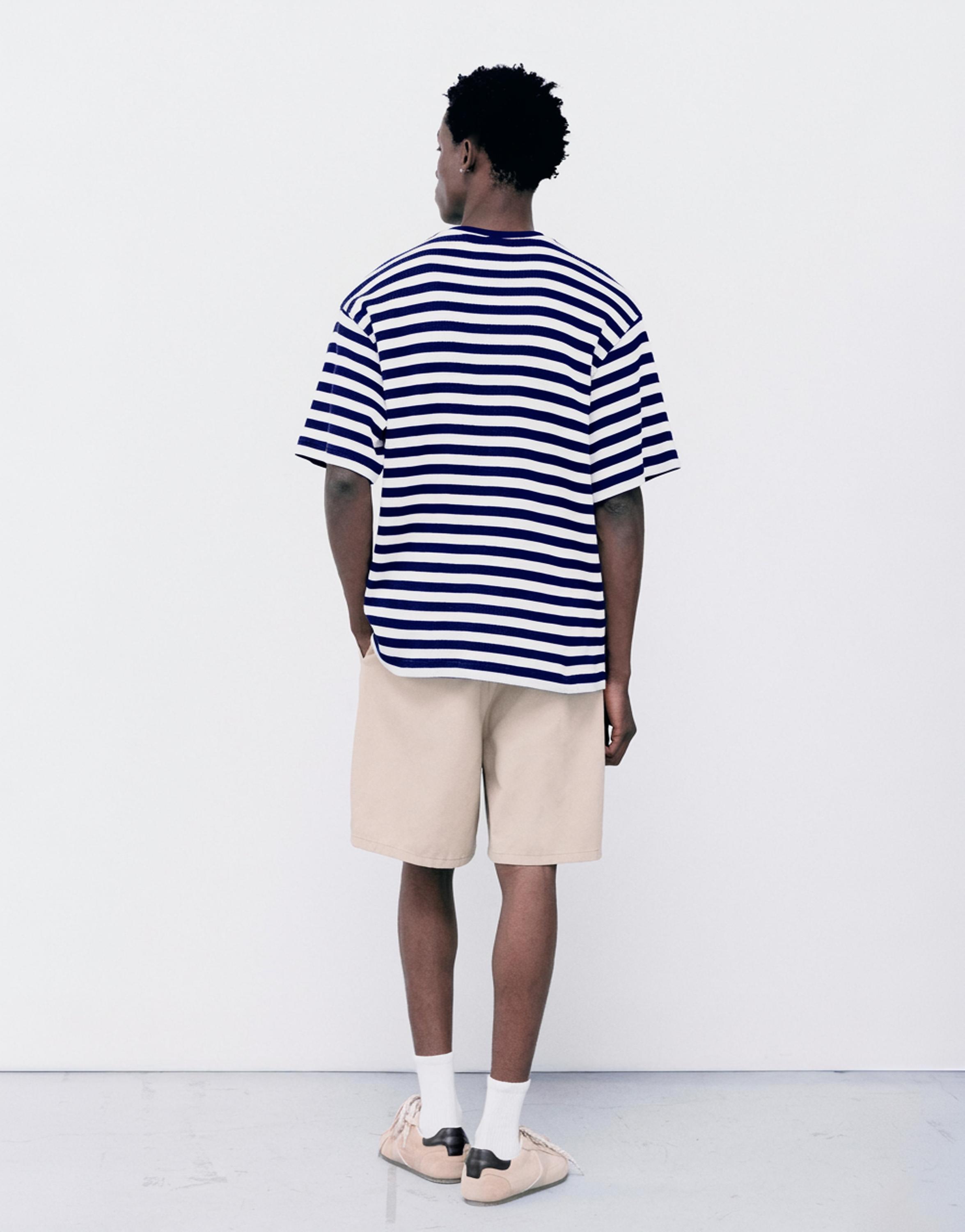 Regular fit striped T-shirt — Blue/White