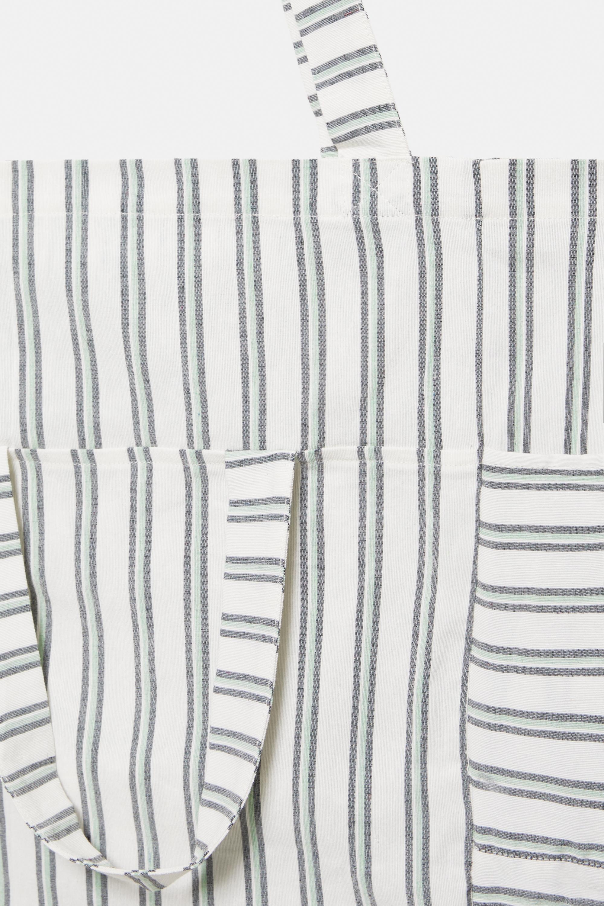 Striped medium tote bag — Bluish green