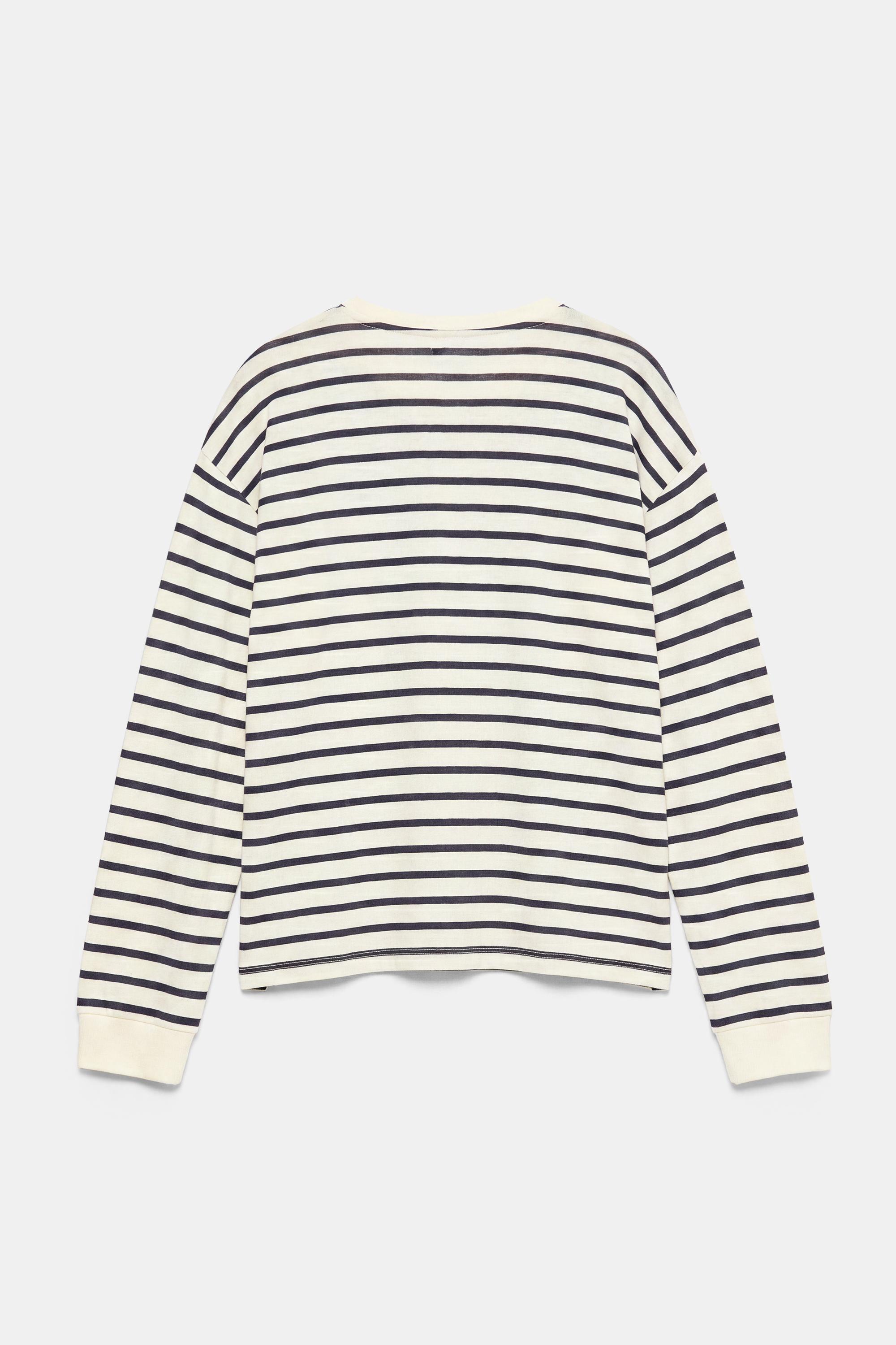 Oversize long sleeve striped T-shirt — Vanilla