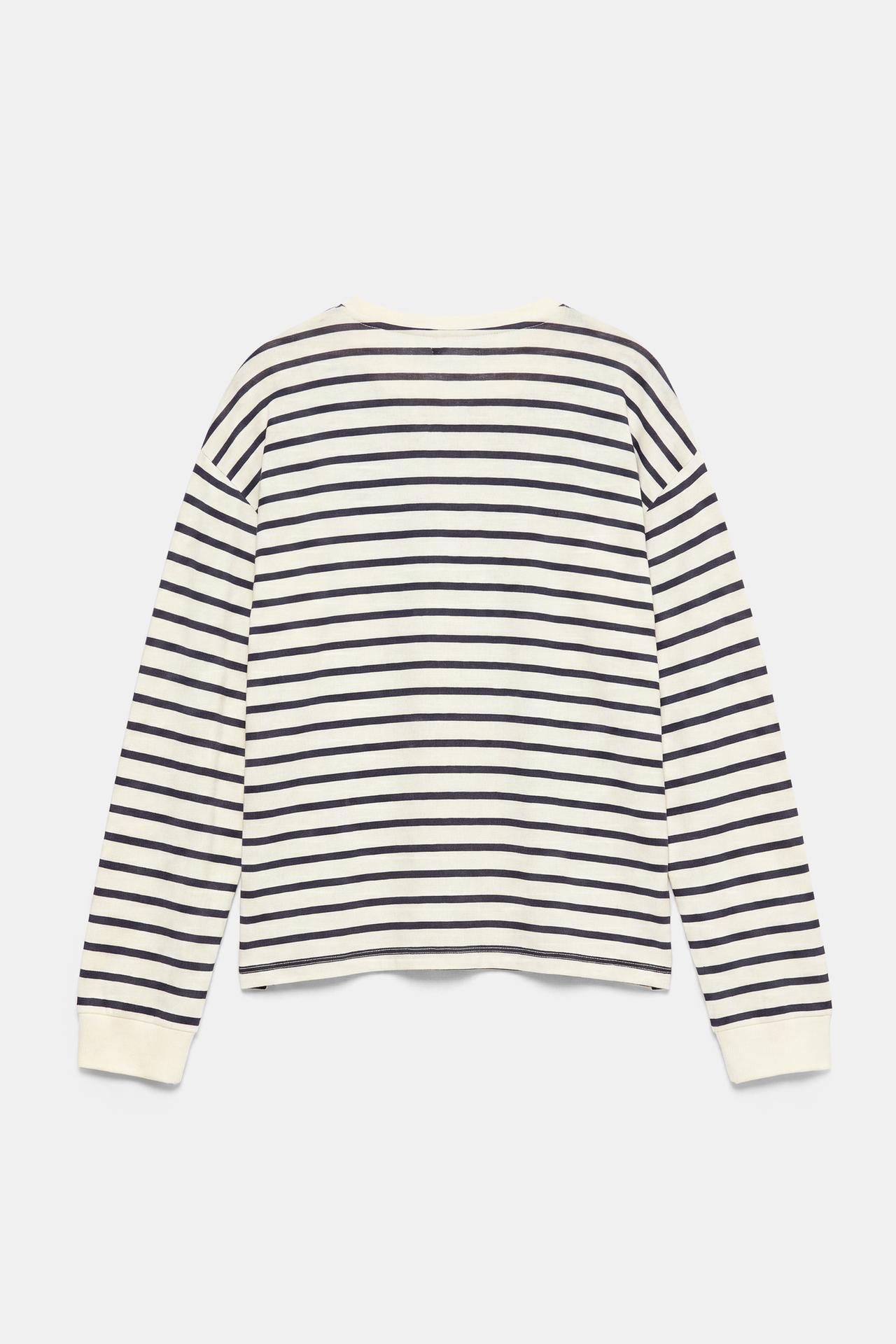 Oversize long sleeve striped T-shirt — Vanilla