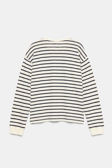 Oversize long sleeve striped T-shirt — Vanilla 7