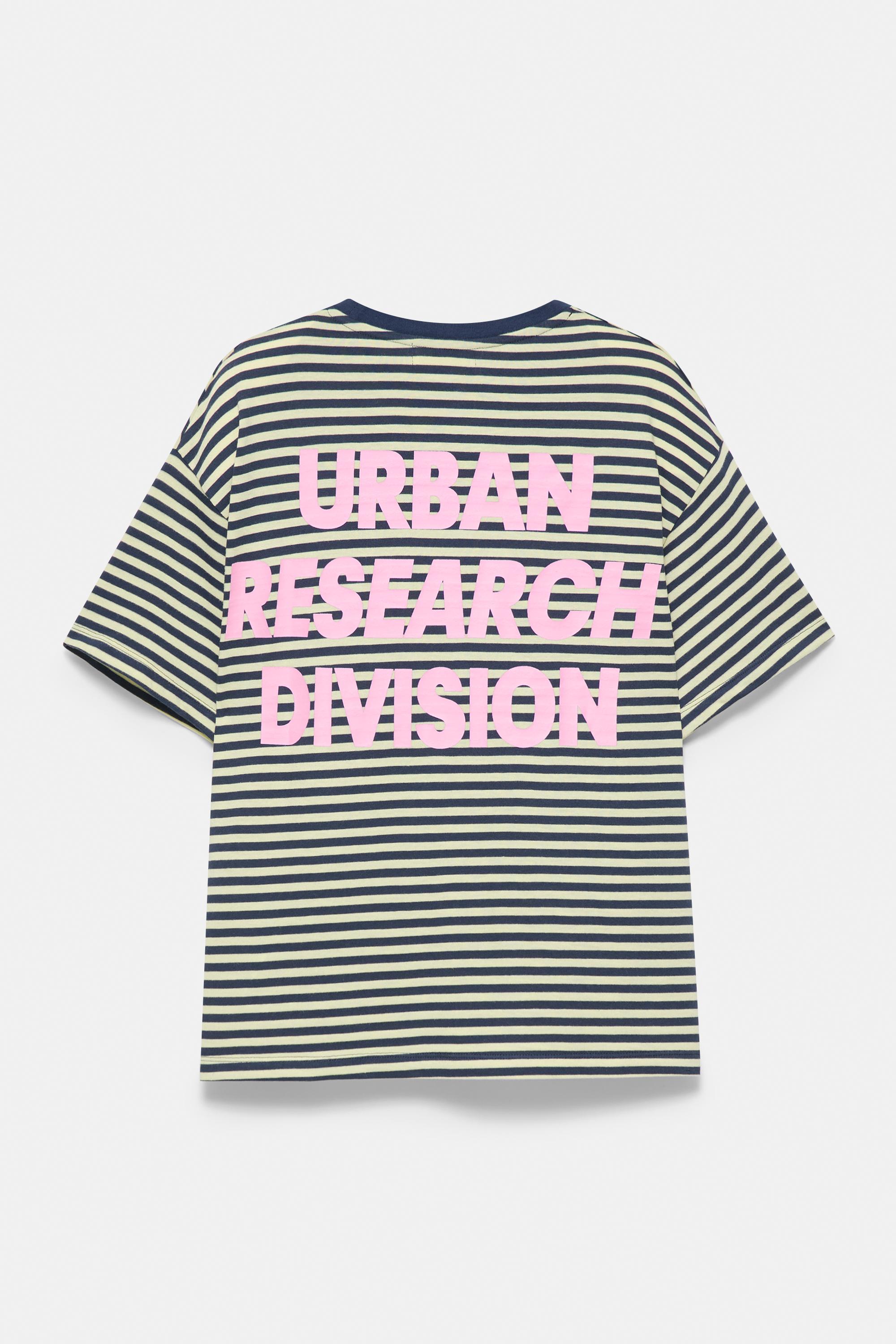 Striped T-shirt with text — Dark navy