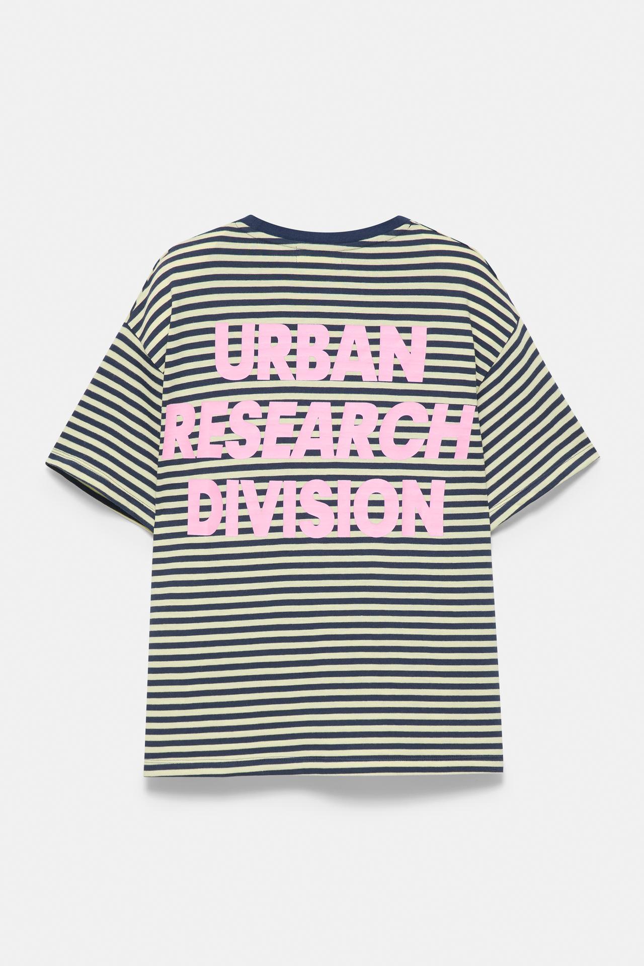 Striped T-shirt with text — Dark navy