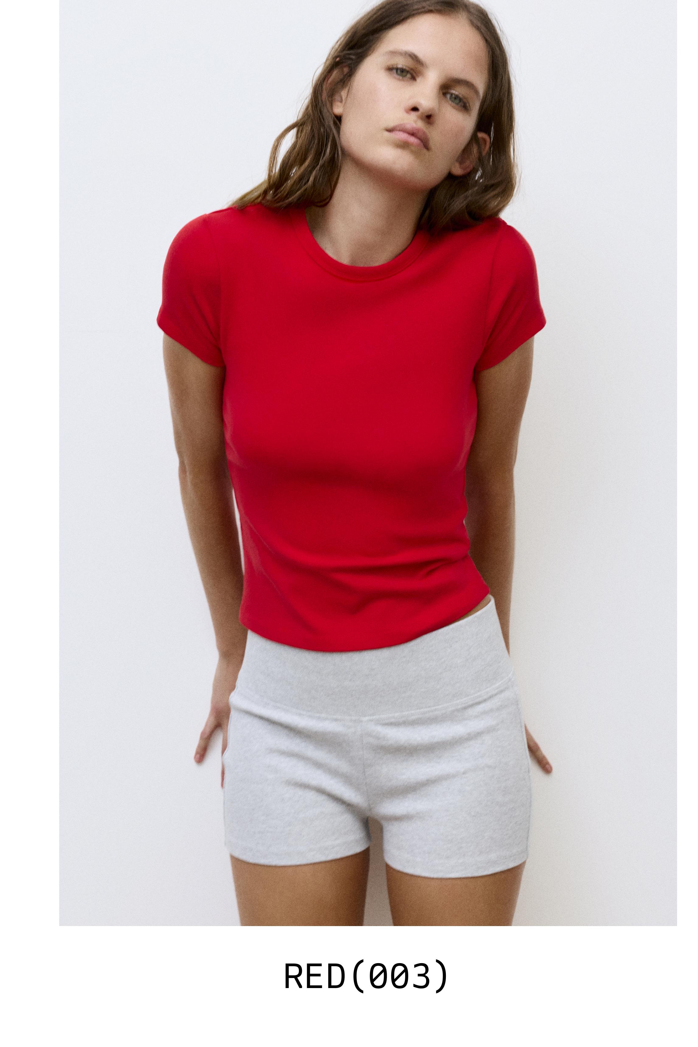 Fitted short sleeve T-shirt — Red