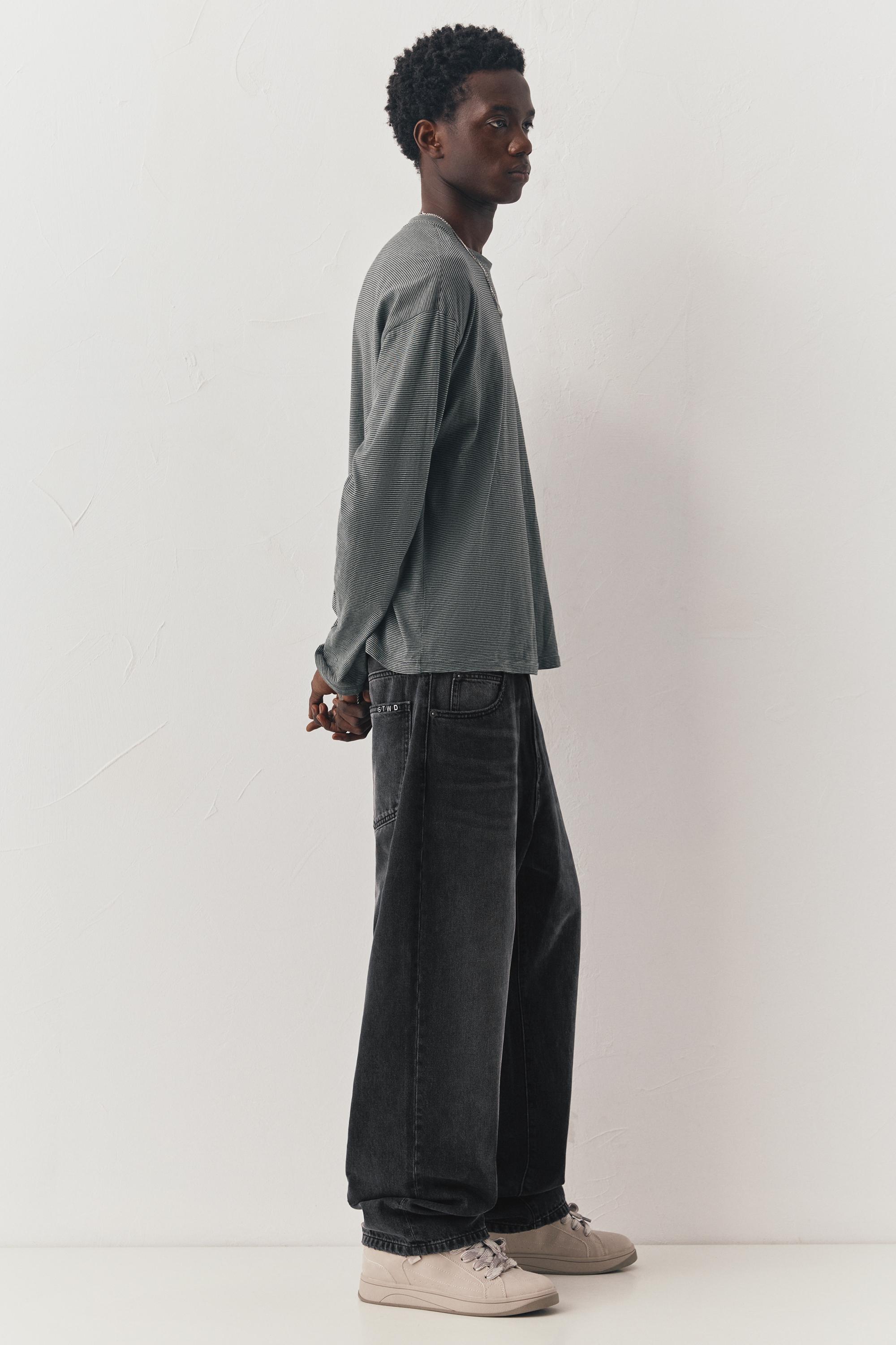 Relaxed fit baggy jeans — Faded black