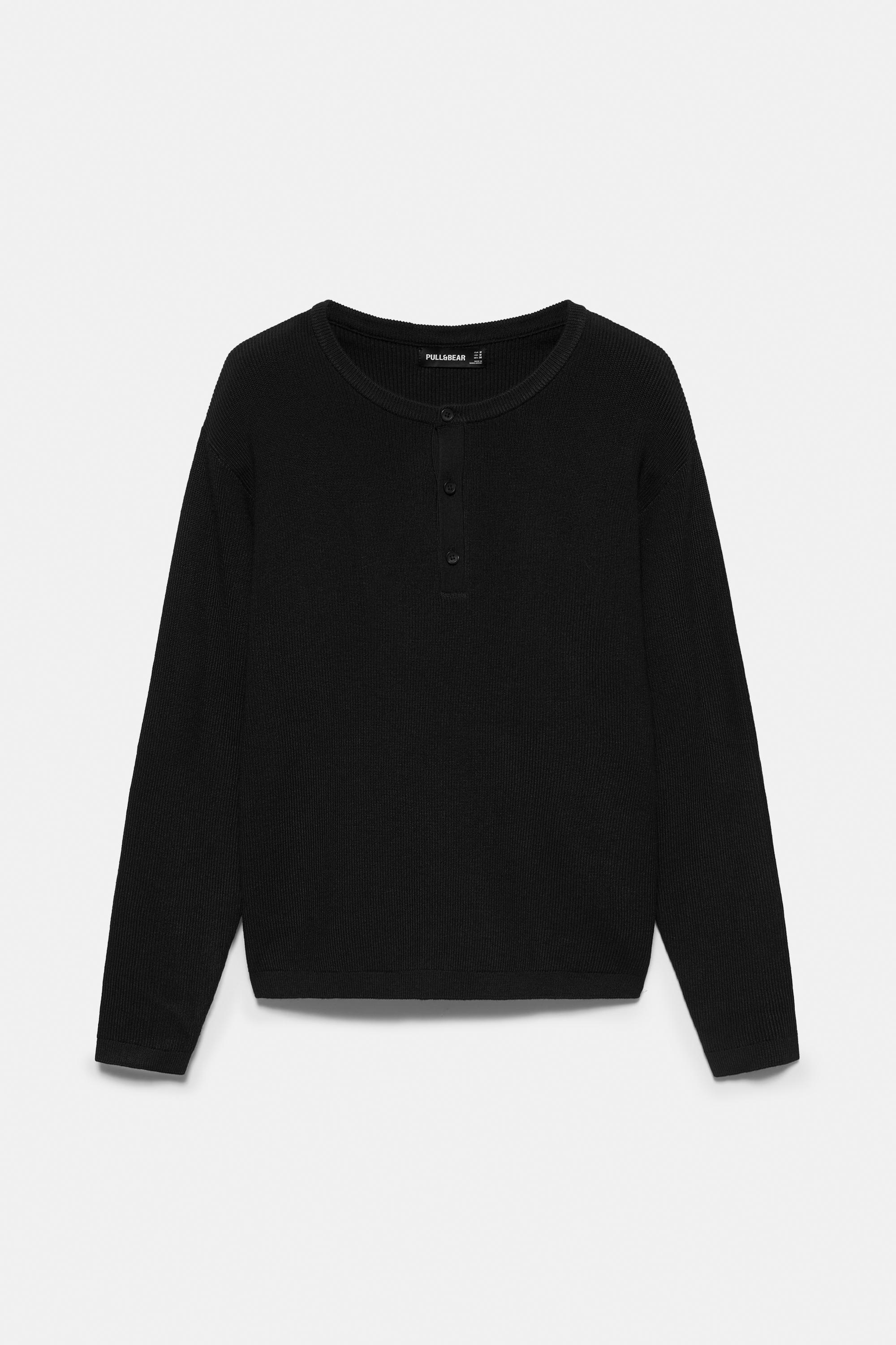 Henley neck jumper — Black