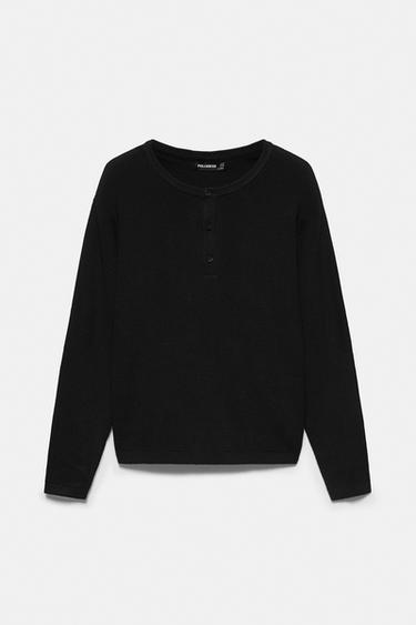 Henley collar jumper — Black 5