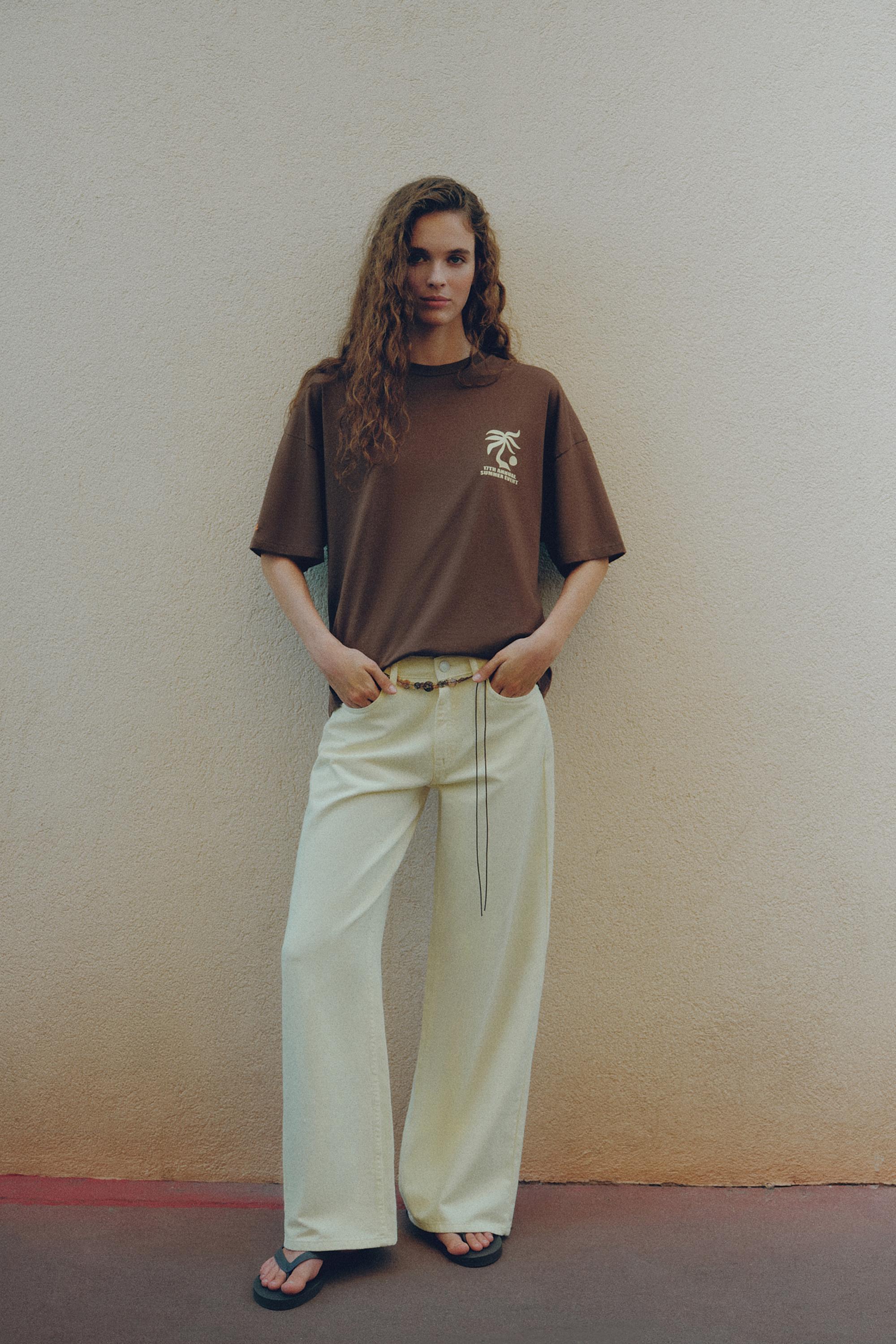 Brown palm tree graphic T-shirt — Brown
