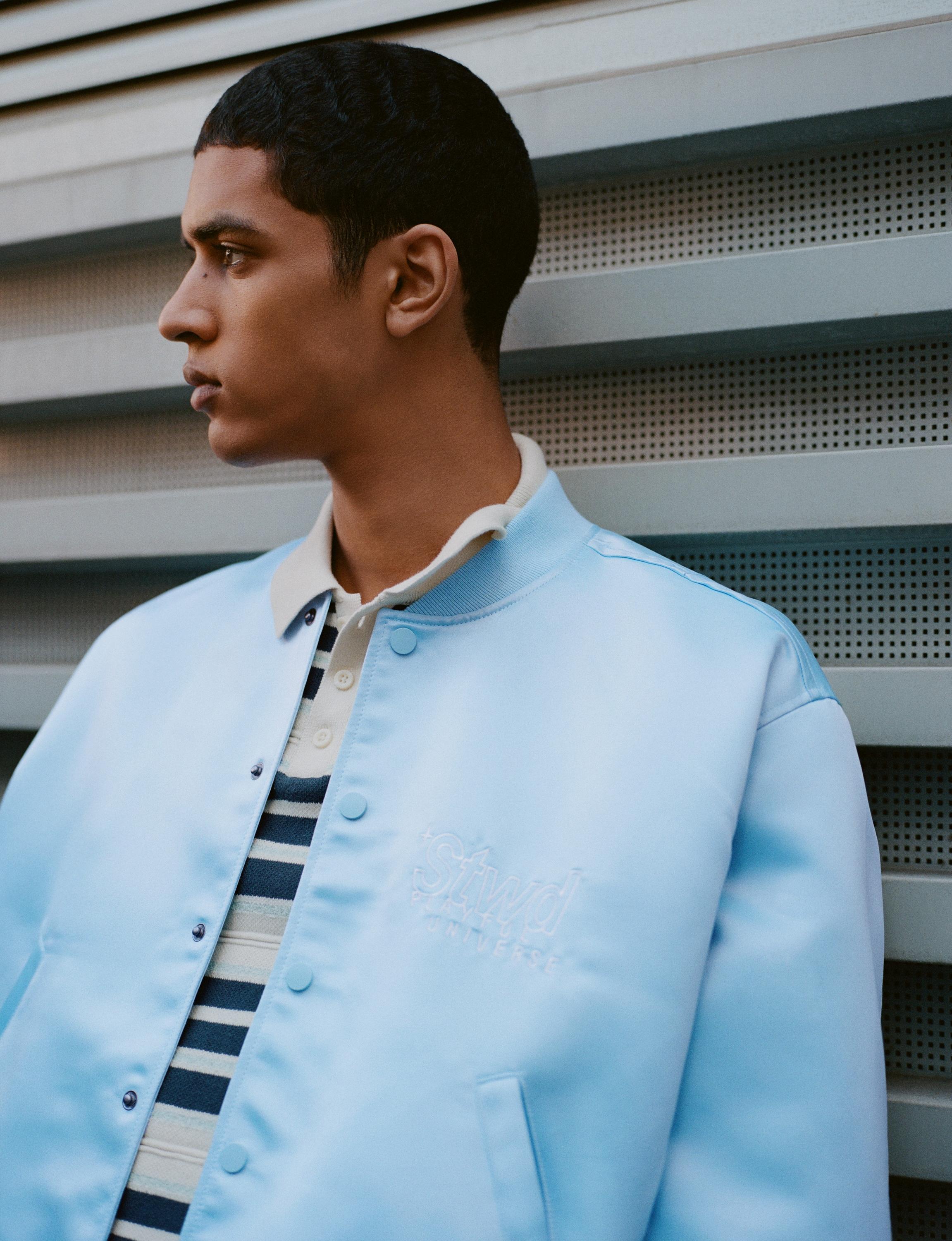 Satin bomber jacket — Pastel blue