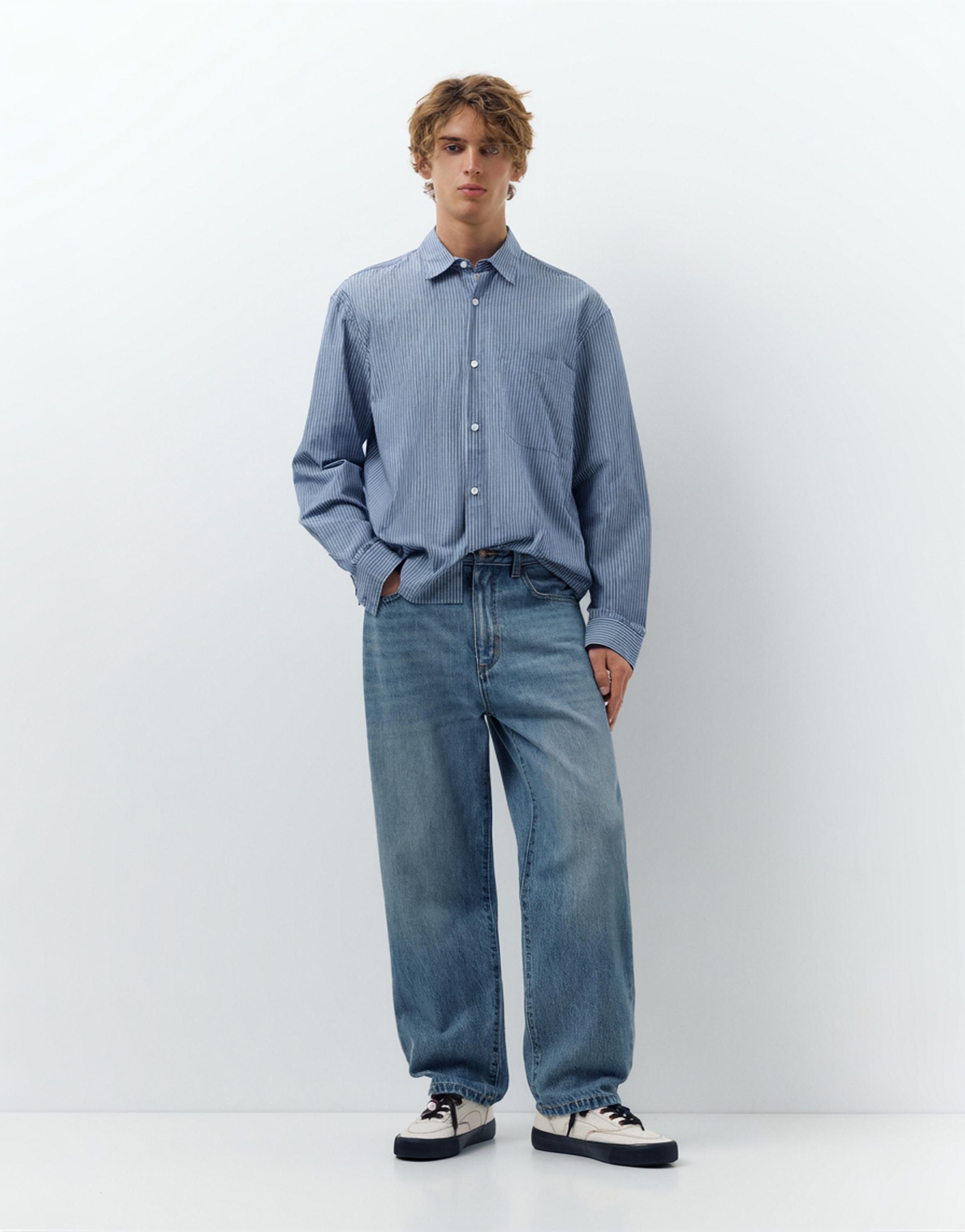 Striped long sleeve shirt — Pale blue