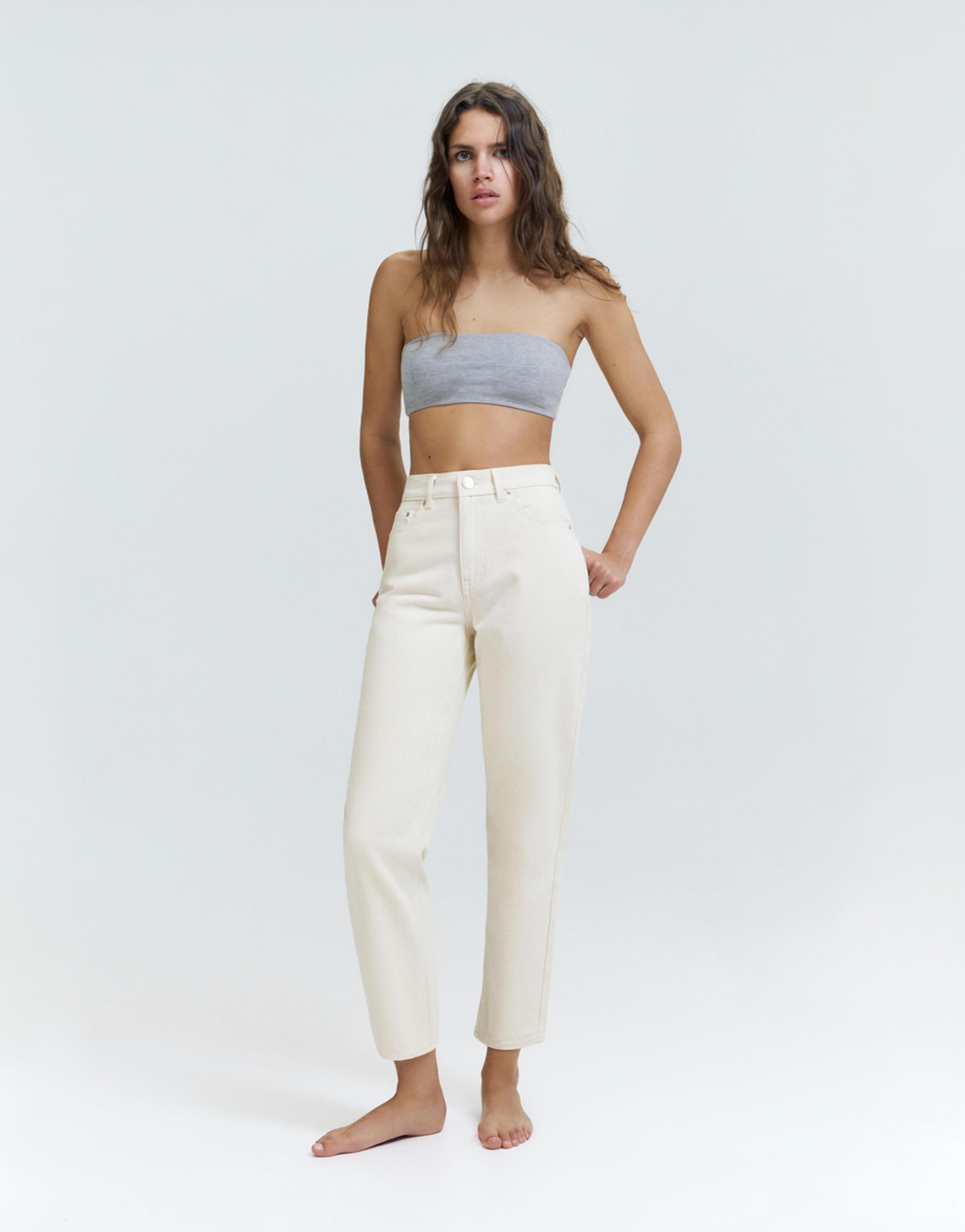 High-waist mom jeans — Pale ecru