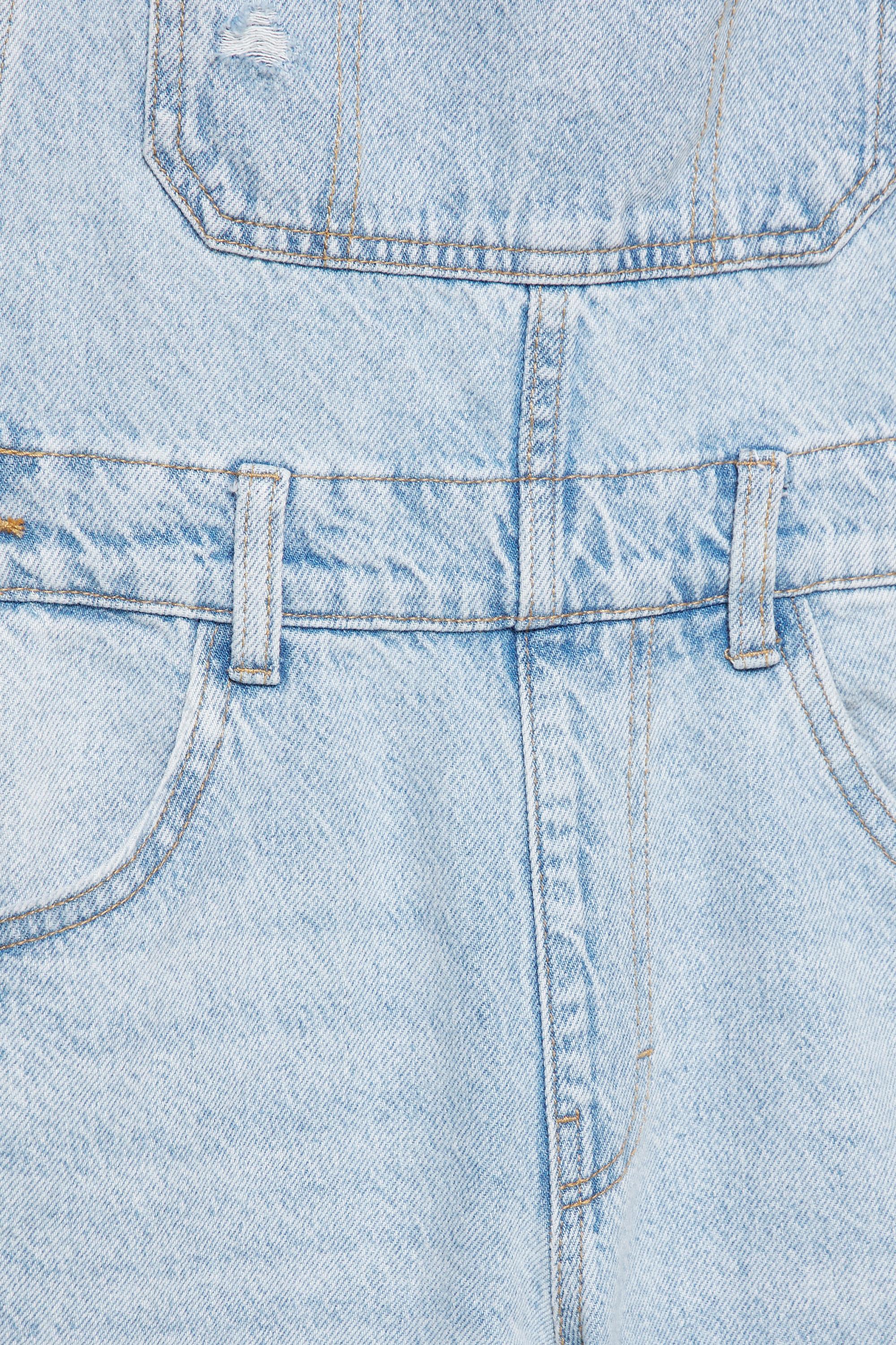 Short denim dungarees — Pale blue