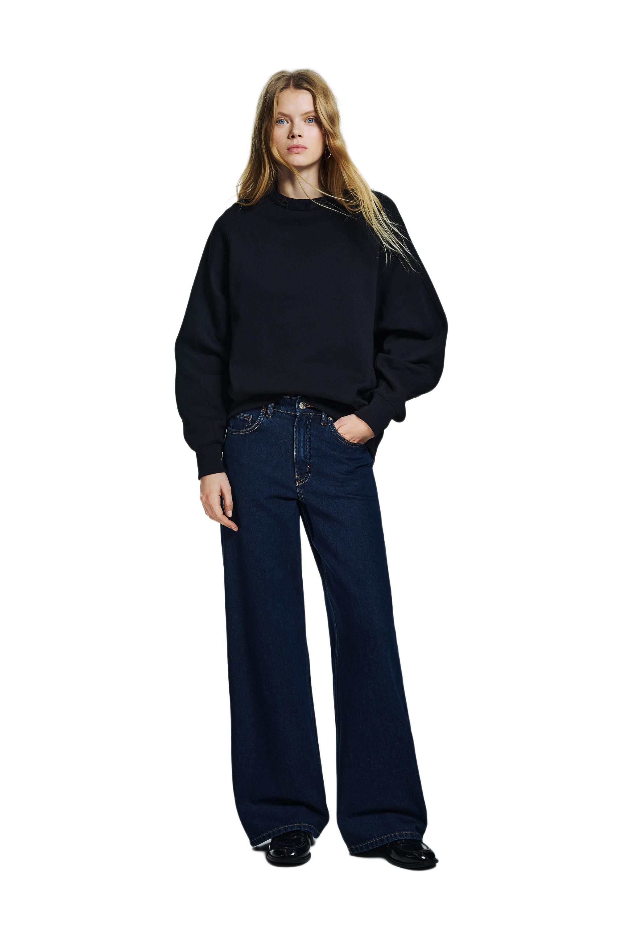High-waist wide-leg jeans — Navy