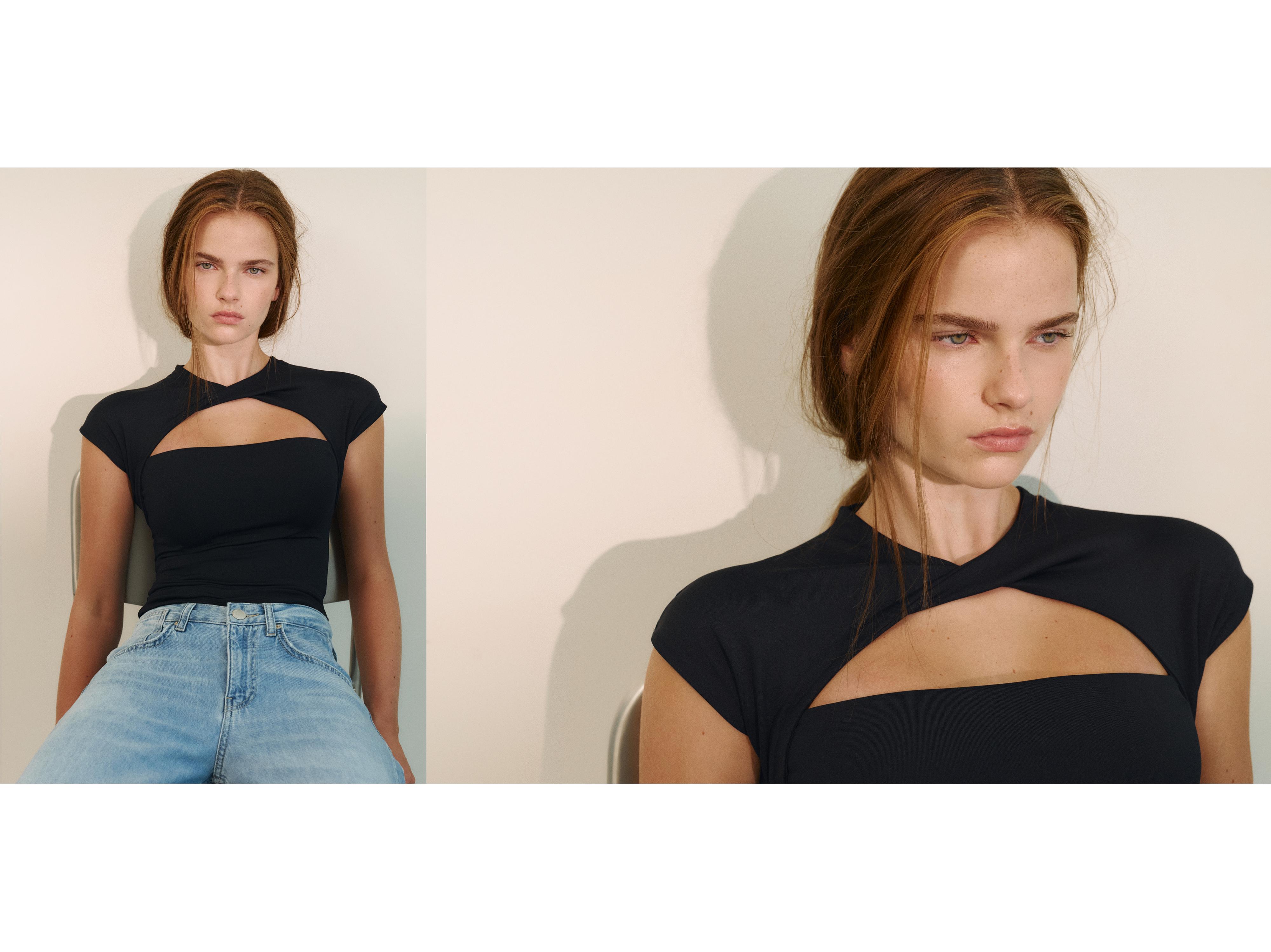 Cut-out T-shirt — Black