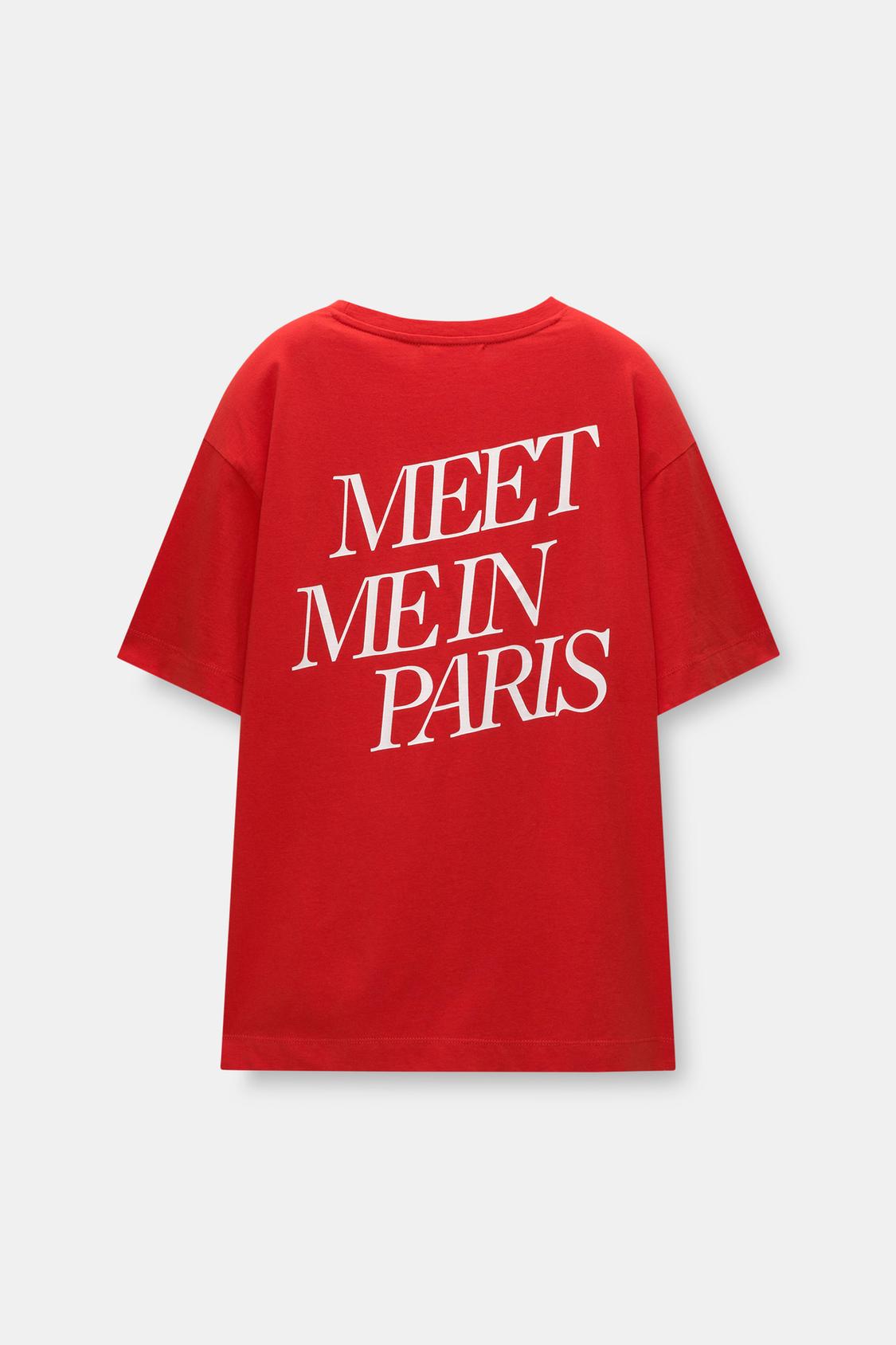 Rotes T-Shirt Paris - PULL&BEAR