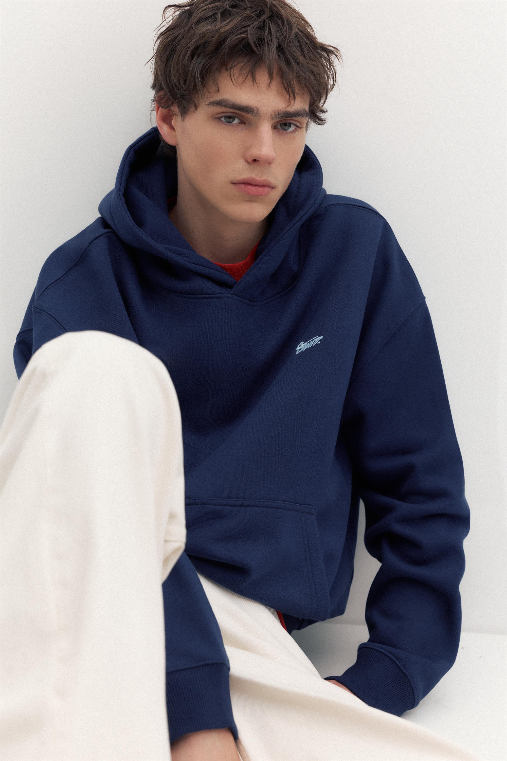 STWD logo boxy hoodie — Navy