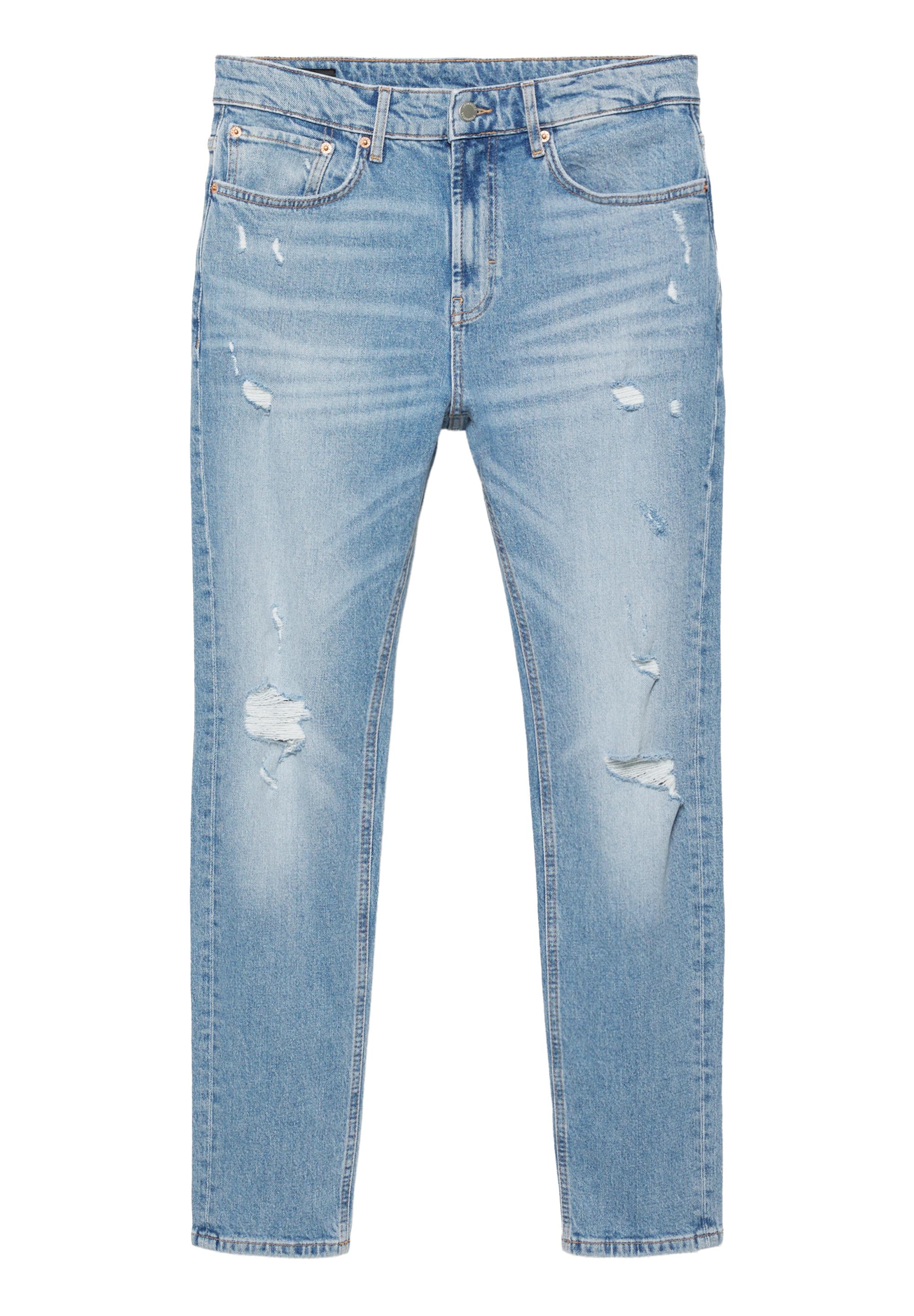 Ripped slim fit jeans — Medium blue